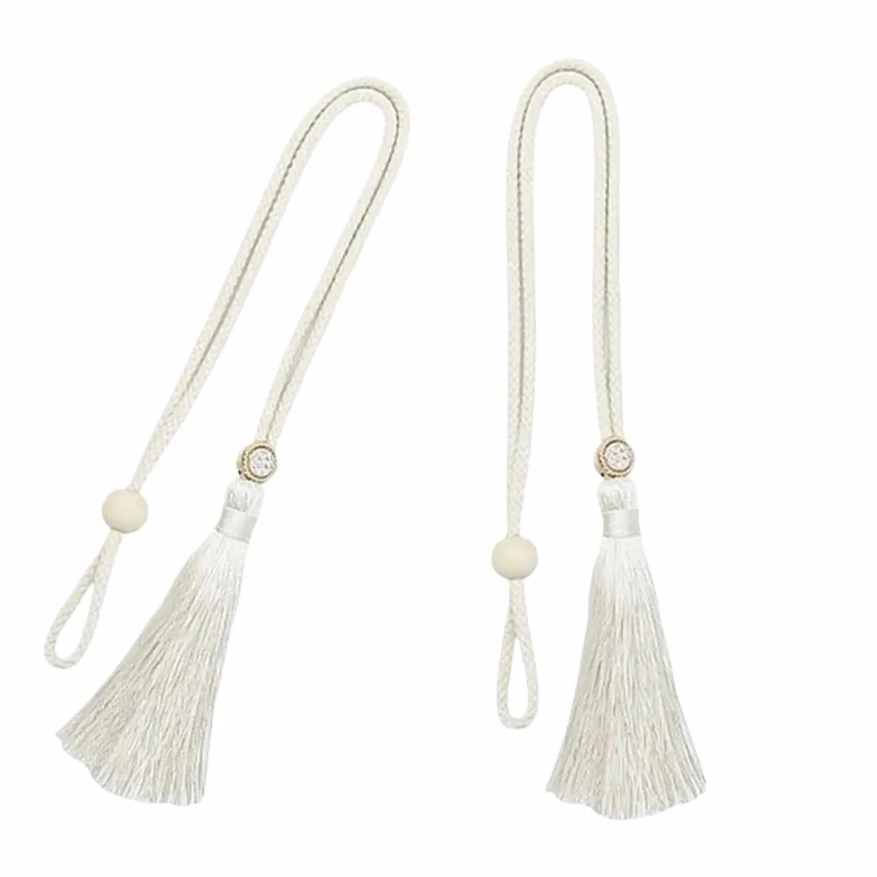 Lot de 20 embrasses de rideaux en coton naturel avec pampilles tissées à la main pour décoration de la maison (embrasses à anneaux)