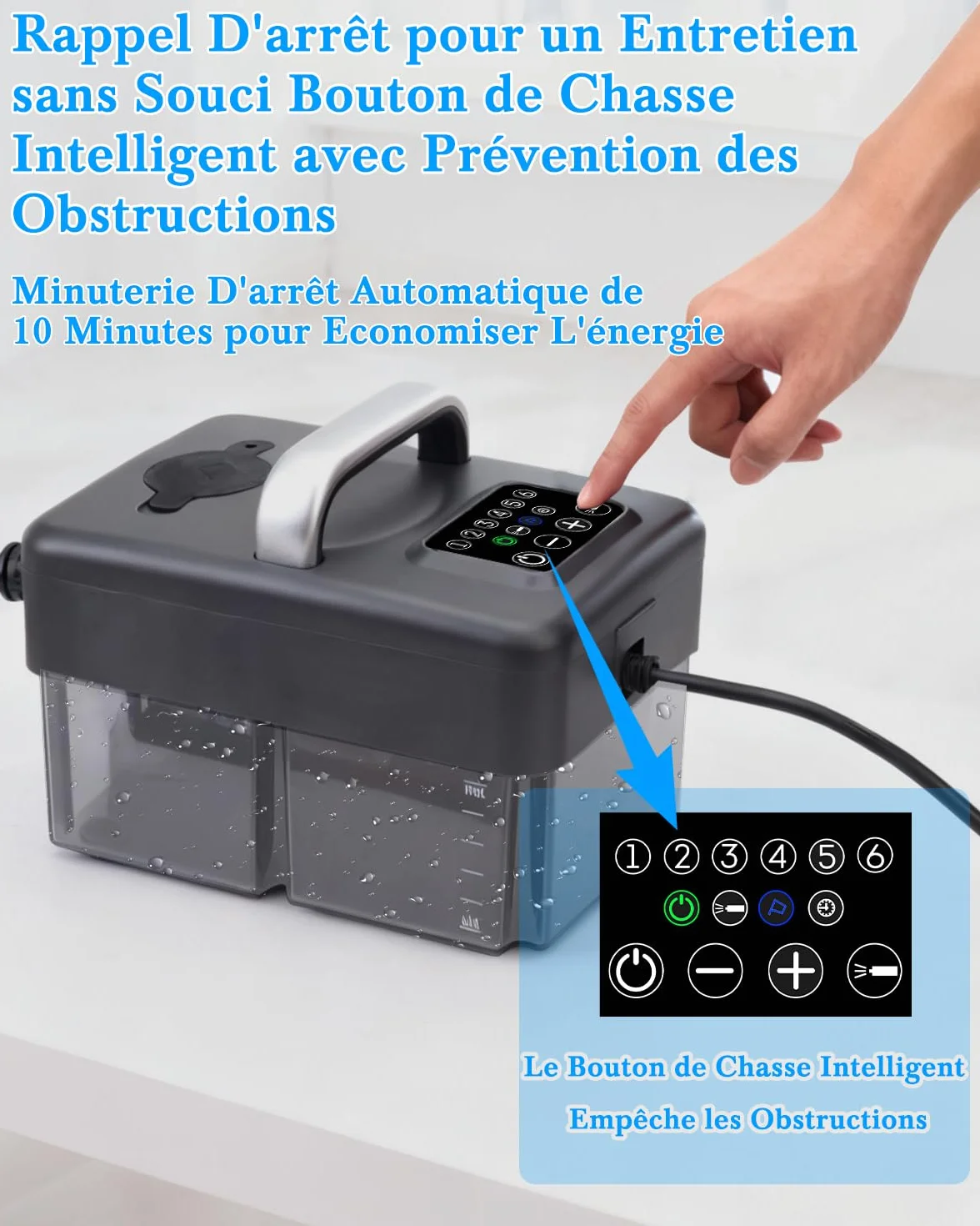 Nettoyeur Vapeur Portable 2500W 1,6L 6 Niveaux 120°C 10 Accessoires Gris