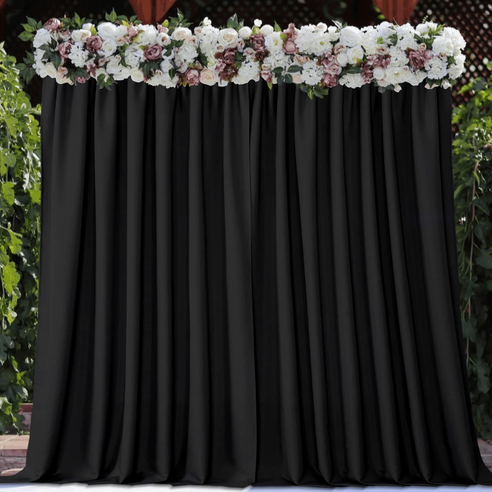 Joydeco Rideau de fond noir sans plis pour Halloween, mariage, fête d'anniversaire, fête à la maison, 1,5 x 2,4 m, 2 panneaux avec passe-tringle