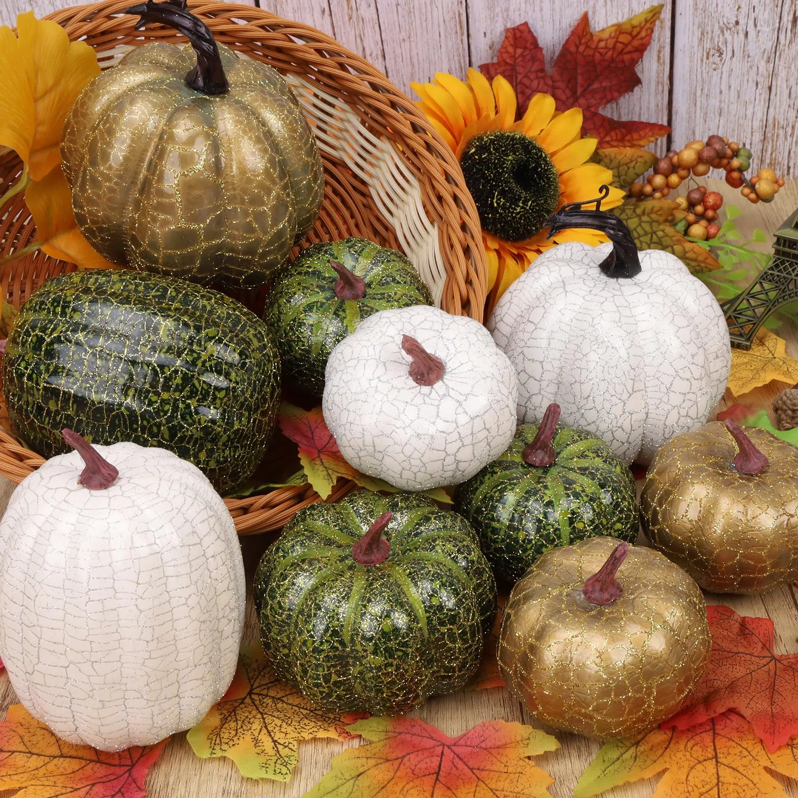 Faux Citrouilles Mousse Simulation Automne Récolter Ferme Cuisine Halloween Décoratif 10 Pcs