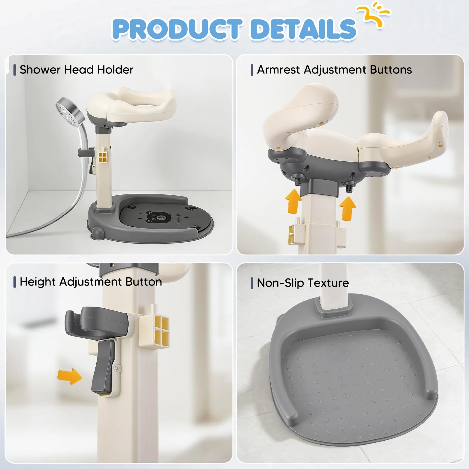 Support de douche pour bébé blanc