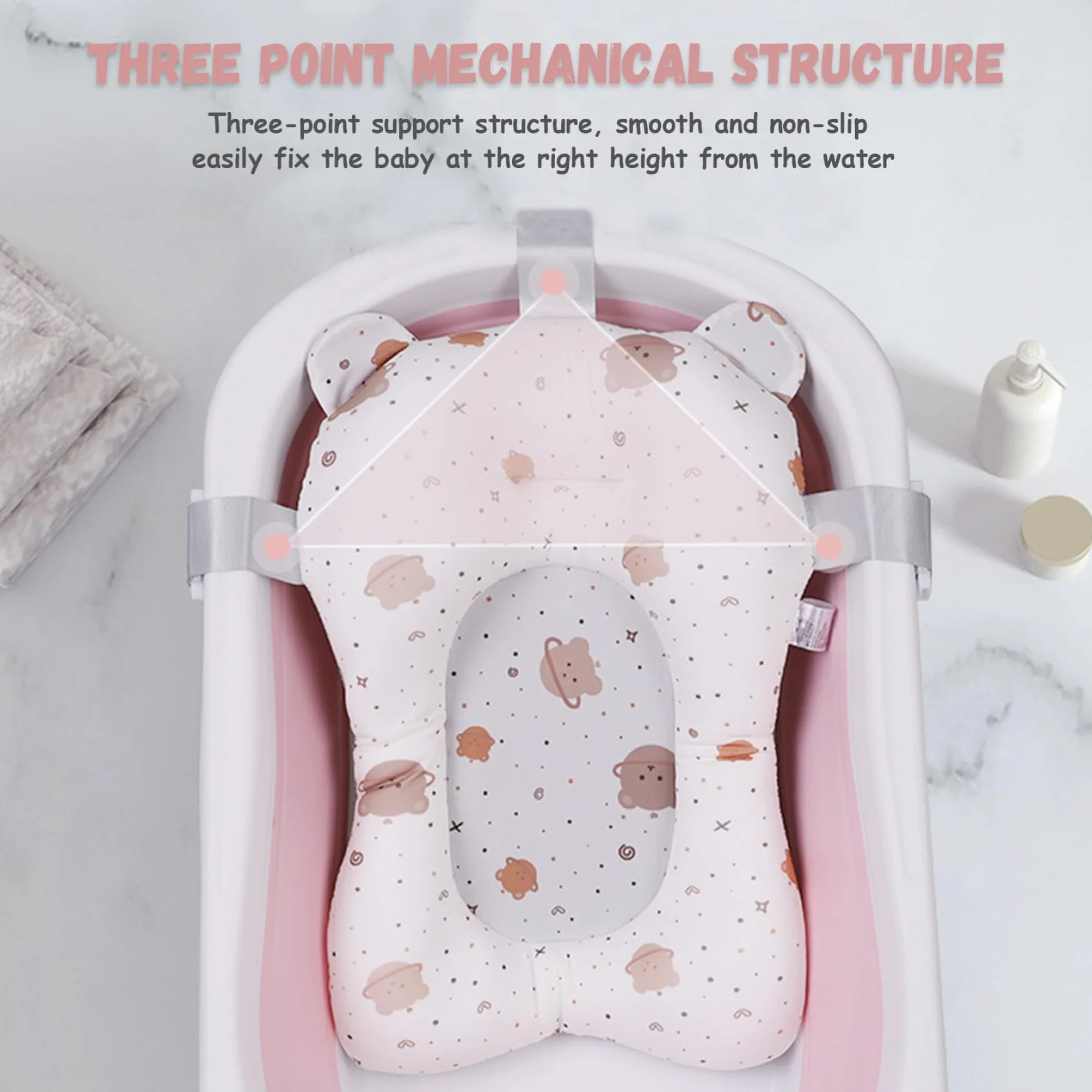 Coussin de bain pour bébé antidérapant réglable Baignoire nouveau-né doux confortable