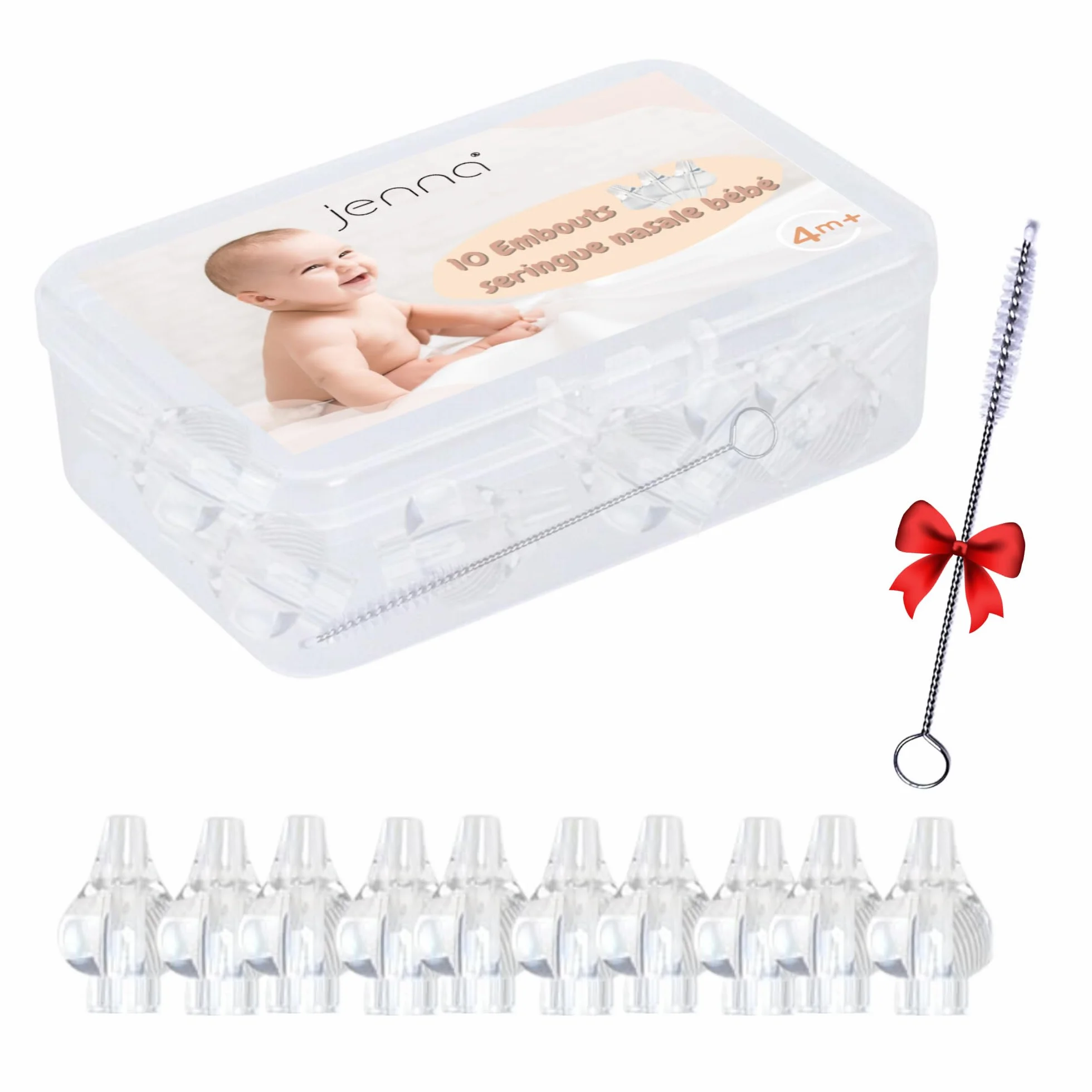 Embouts Seringue Nasale Bébé Réutilisables Silicone Hypoallergénique Compatible Sérum Physiologique Brosse Incluse