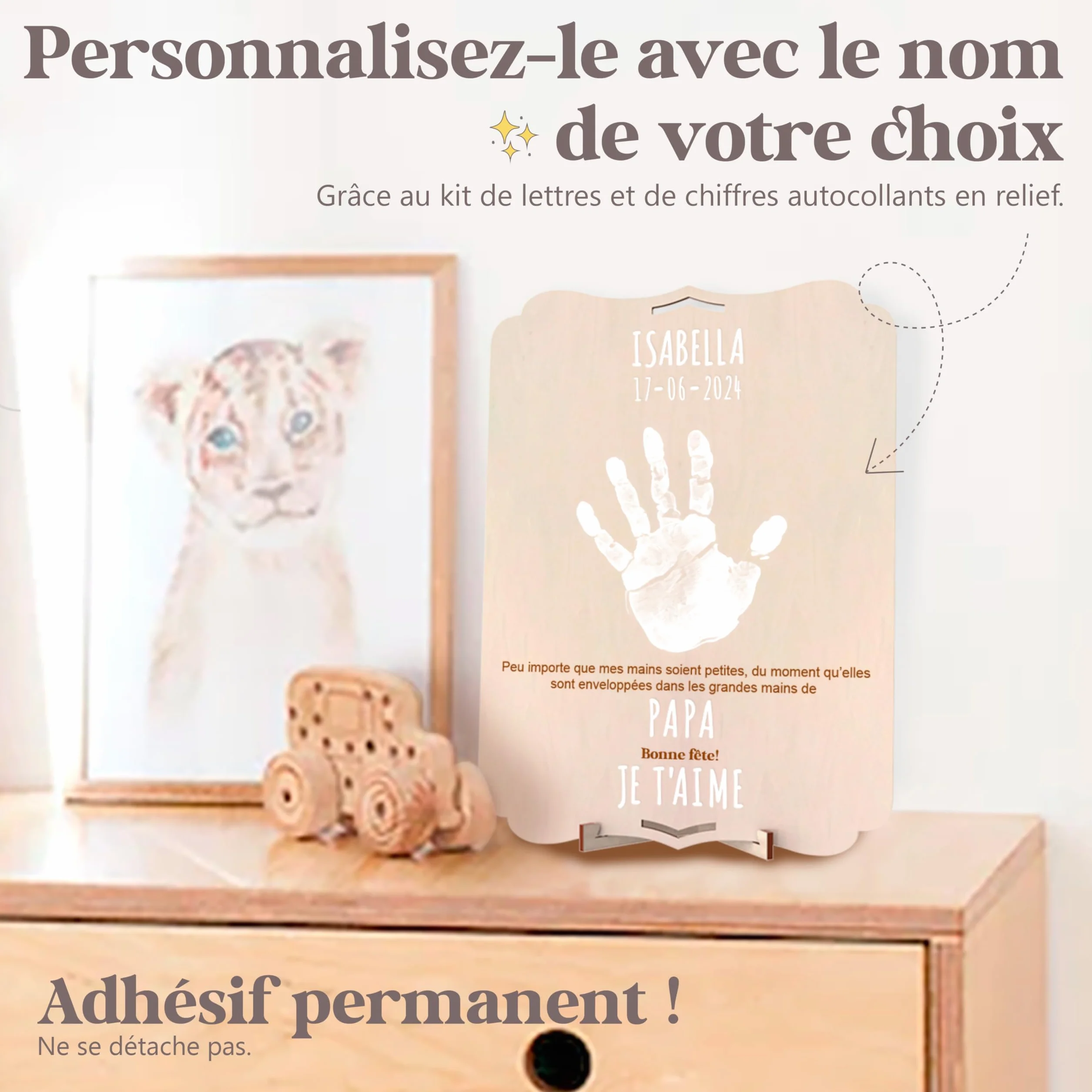 nagu® Cadeau personnalisé homme fête des pères avec empreinte main pied bébé