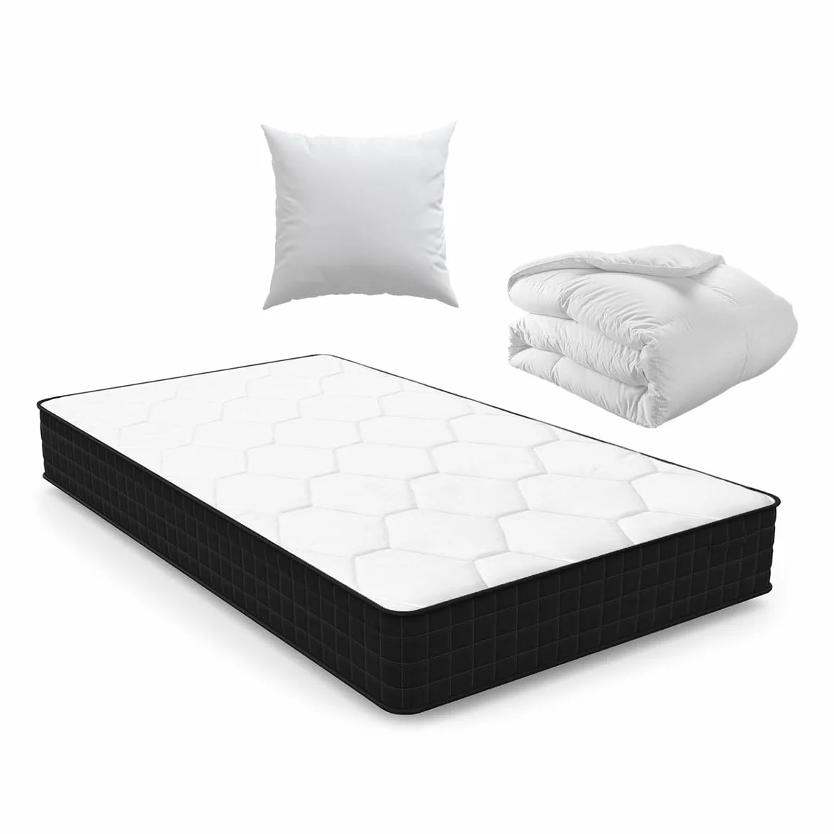 Luxirest Matelas 90x190 15cm Épaisseur Ensemble avec Couette et Oreiller 1 Personne