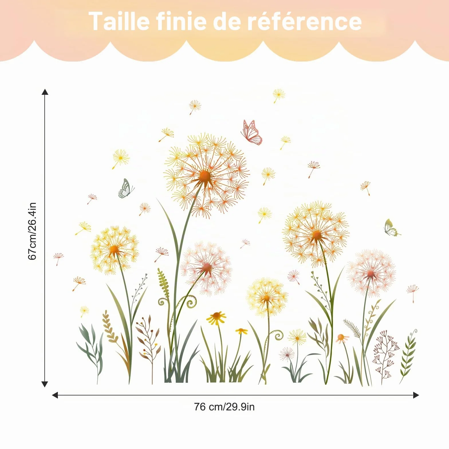 Jaune Pissenlits Fenêtre Stickers Papillon Plante Autocollants Anti-Collision Réutilisables Double Face