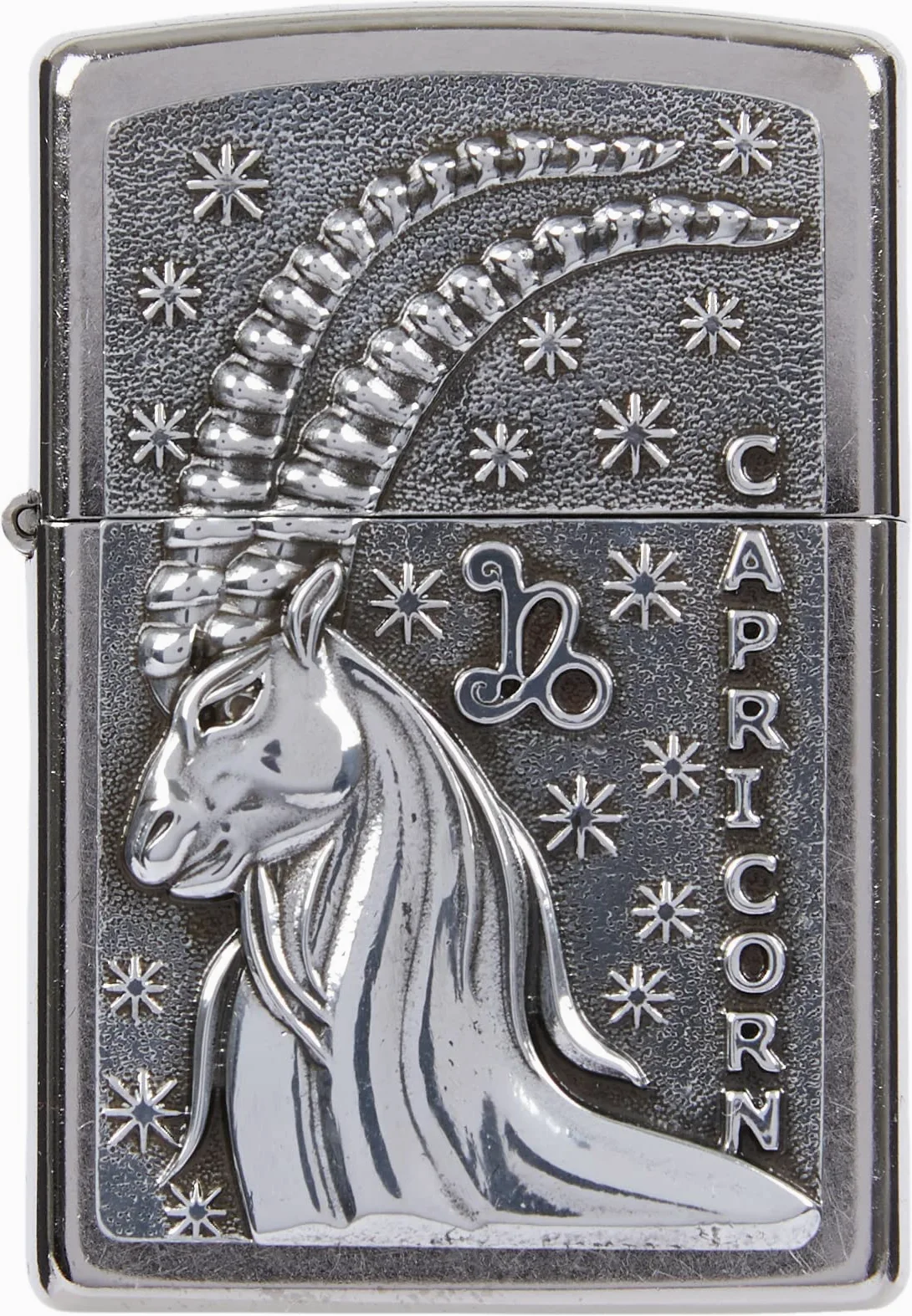 Zippo Briquet tempête – Motif Signe du Zodiaque Capricorne Street Chrome, emblème – Rechargeable – Réutilisable – Design Coupe-Vent – Boîte Cadeau – Fabriqué aux États-Unis
