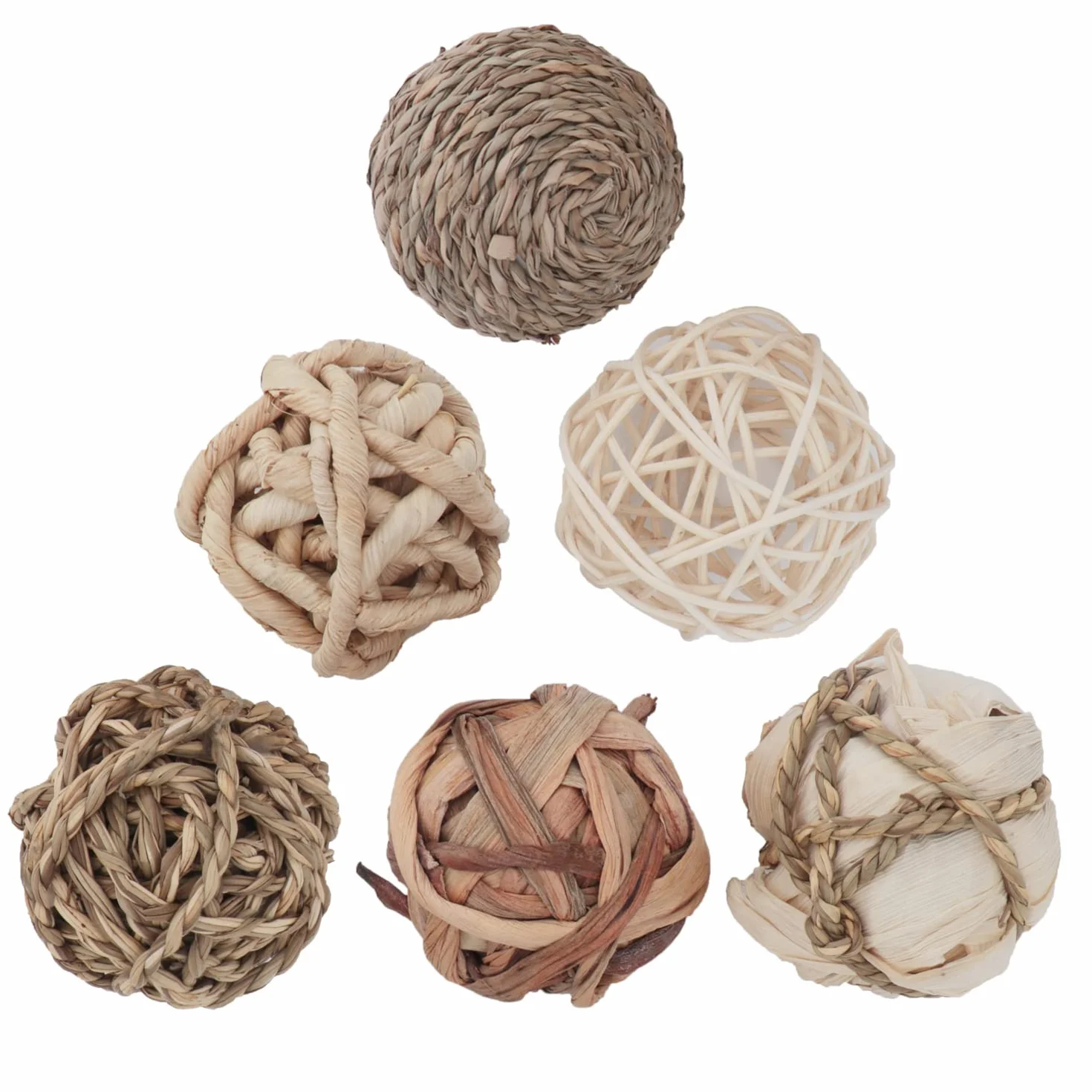 Lot de 6 Boules Décoratives en Rotin pour Centre de Table, Sphères Orbes Remplissage de Vases