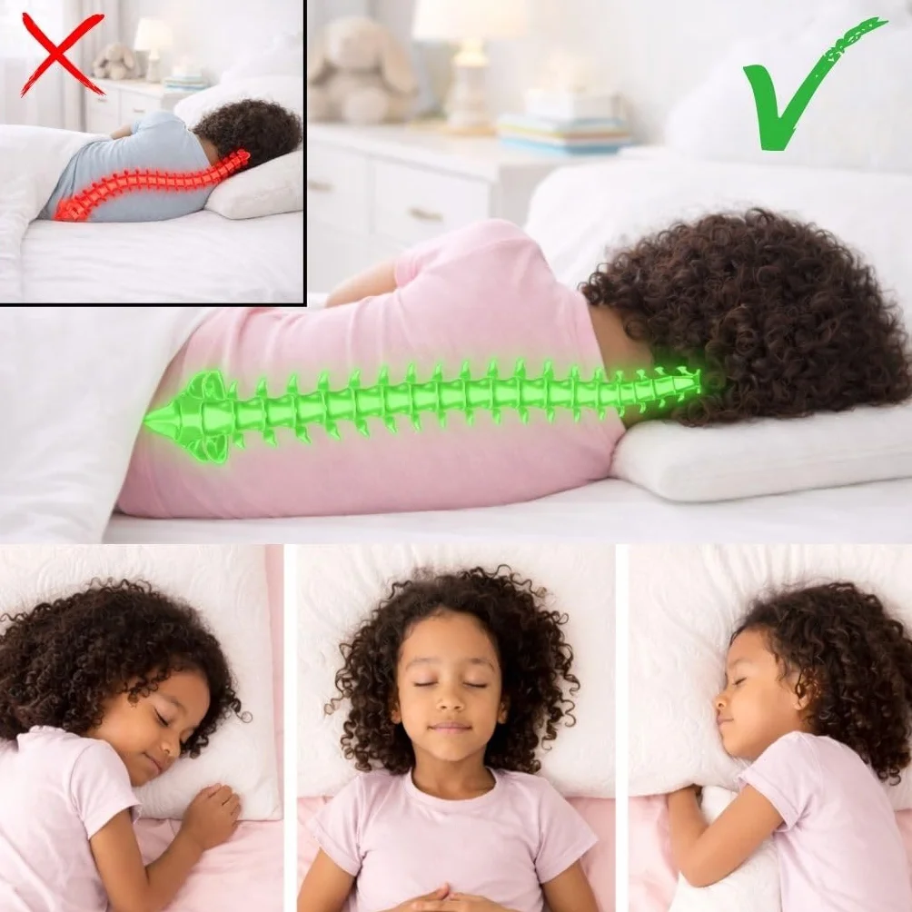 Oreiller Enfant Viscoélastique 40x60x6 Ergonomique Hypoallergénique Soutien Cervical Housse Lavable
