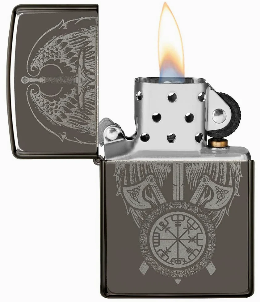 Zippo Briquet Tempête - Wings & Sword Model - Finition Black Ice avec Image Photo - Rechargeable - Réutilisable - Design Coupe-Vent - Coffret Cadeau Fabriqué aux États-Unis