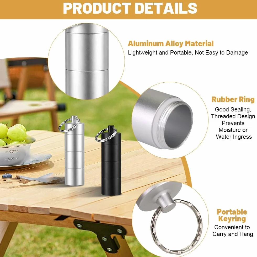 Lot de 2 Mini Pot à épices Aluminium Portable avec Sac à Cordon et Cuillère pour Camping BBQ