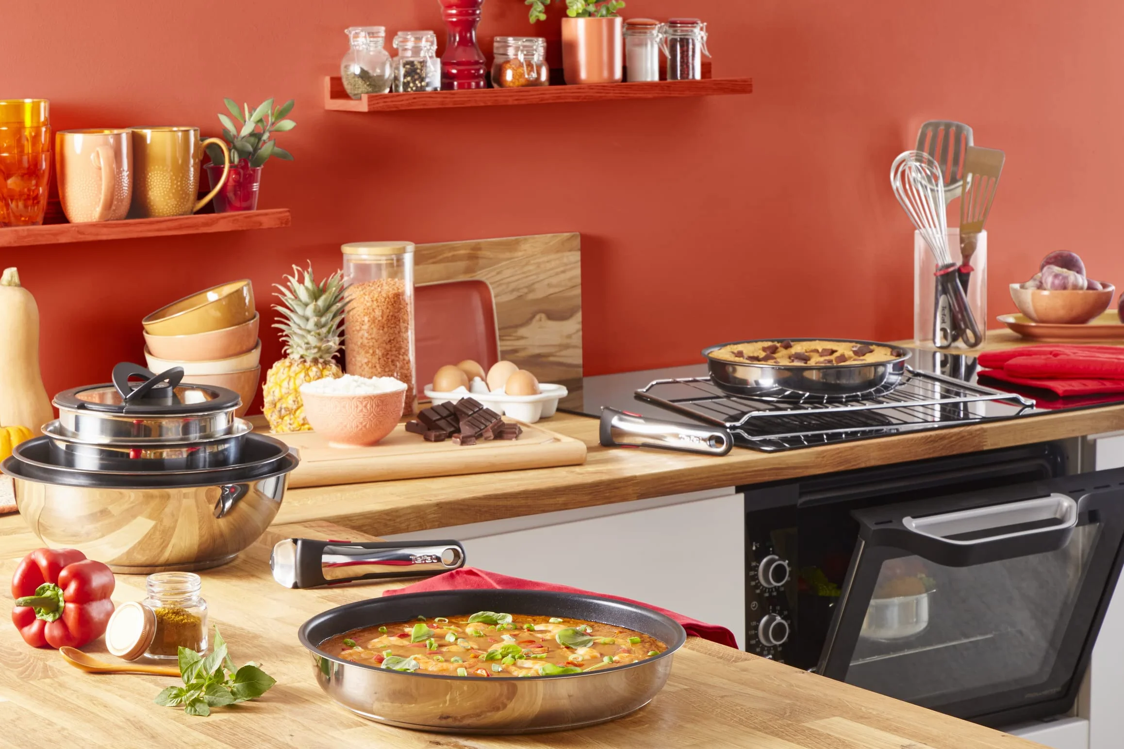 Tefal Ingenio Preference Lot de 2 Poêles 24/28 cm Poignée amovible Induction Acier inoxydable Empilable