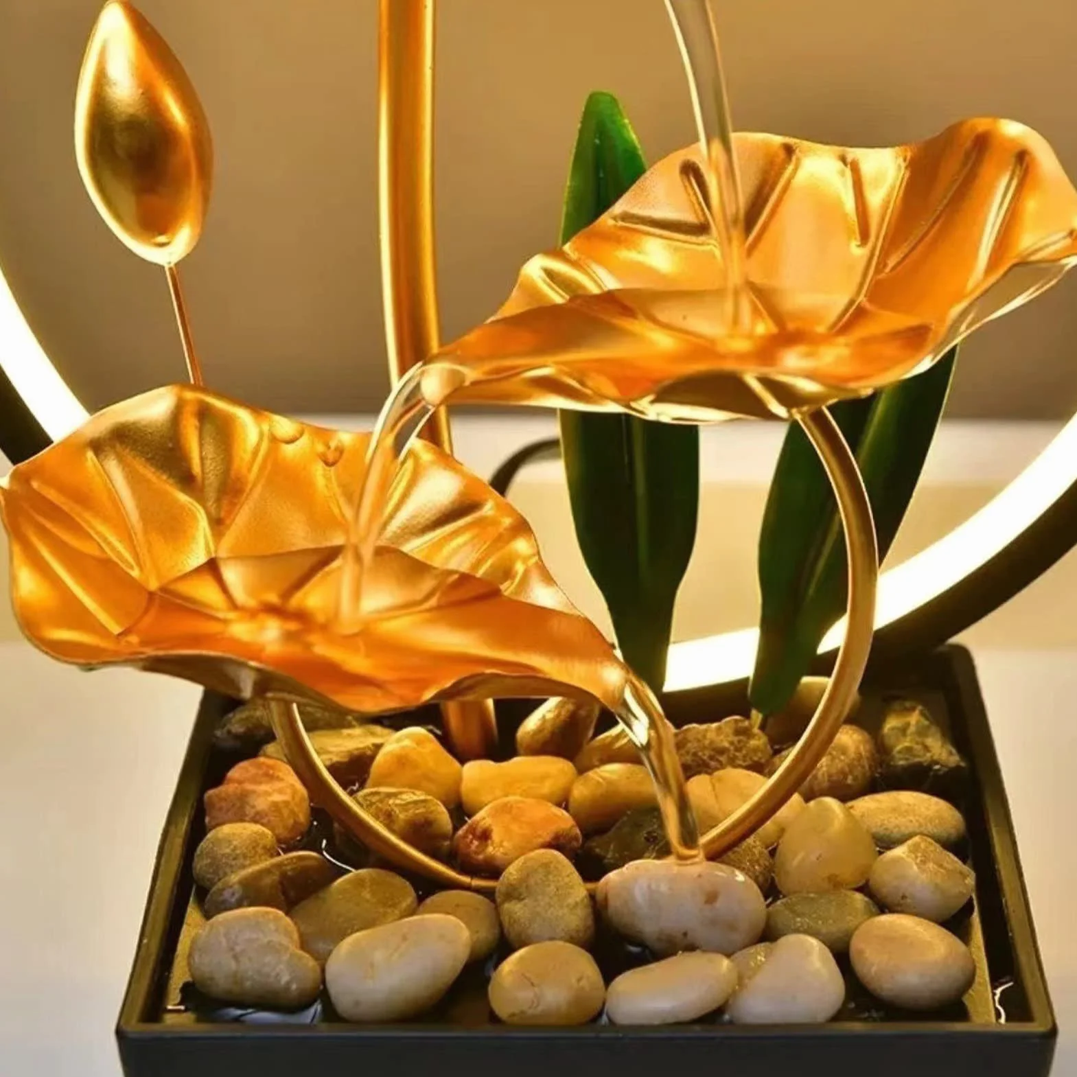 Fontaine d’Intérieur Cascade avec Lumières LED Zen Relaxante pour Décoration Maison Bureau Salon