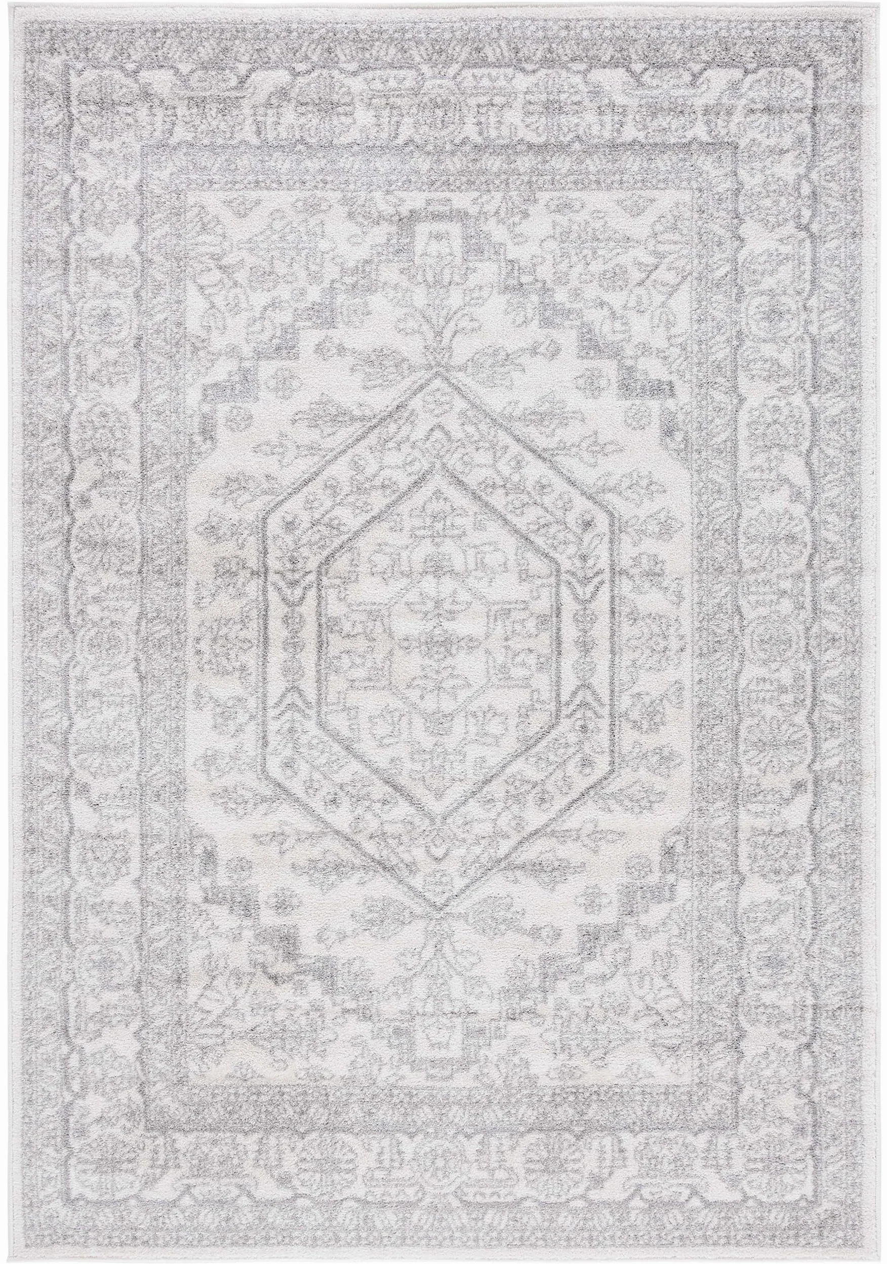SAFAVIEH Tapis 122 x 183 cm - Adirondack Collection - Design Traditionnel, Ivoire & Argent, Mélange Synthétique Entretien Facile, Idéal pour Salon, Chambre, Bureau