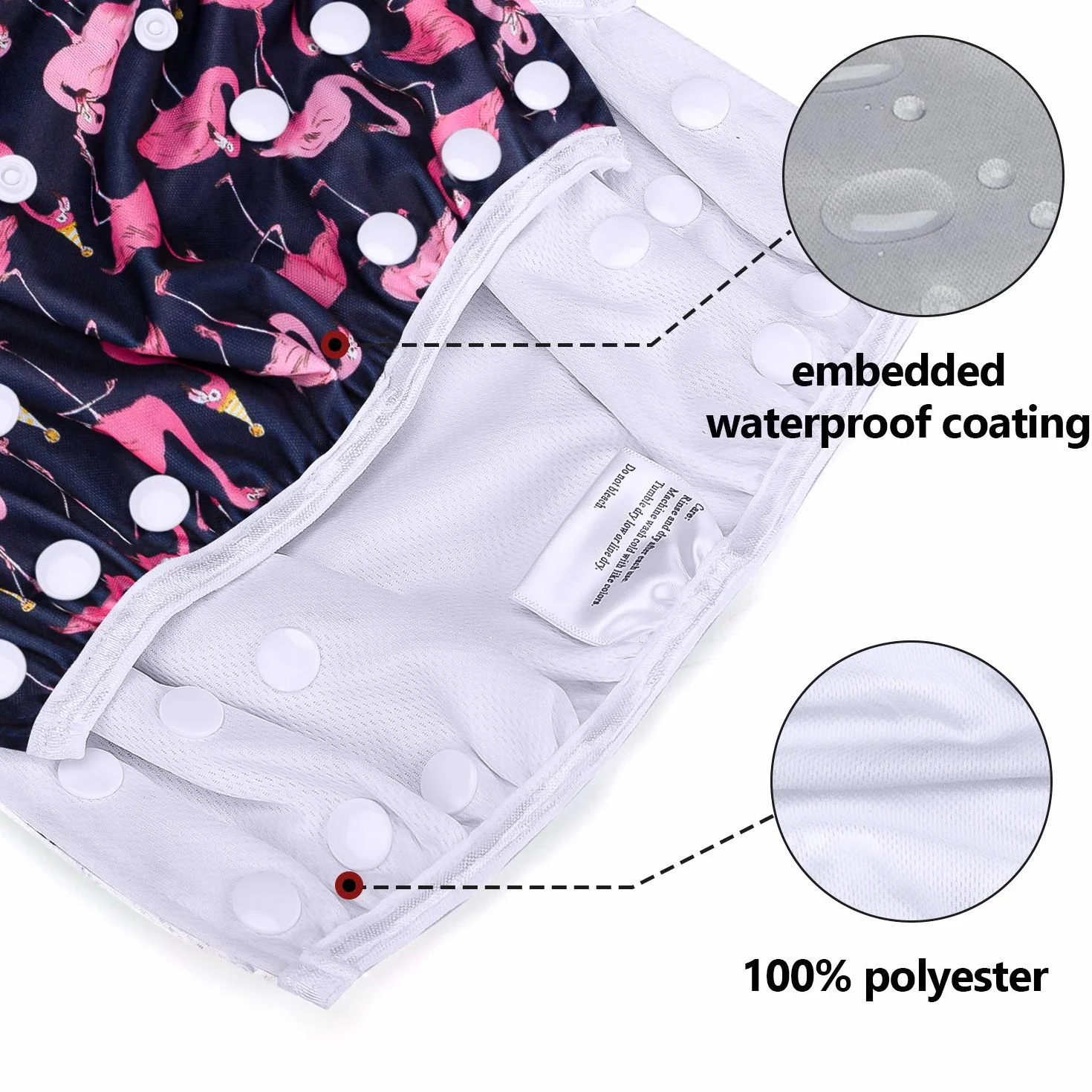 Luxja Couches de Bain Bébé Maillot de Bain 2PCS Lavable Réutilisable Ajustable 0-3 Ans Flamingo Papillon