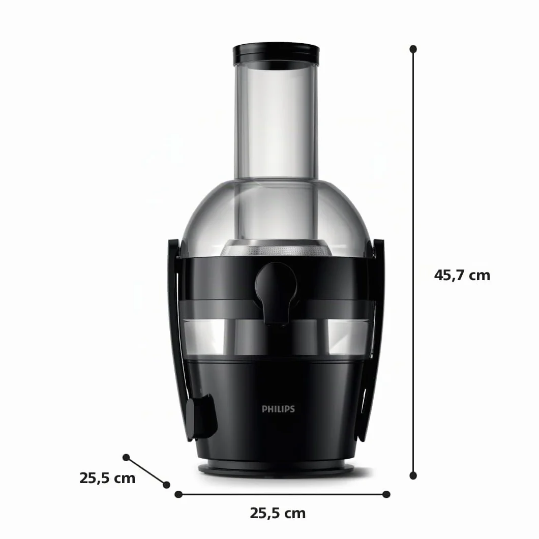 Philips Centrifugeuse Série 3000 Extracteur de Jus 800W 2L Cheminée 75mm QuickClean Noir