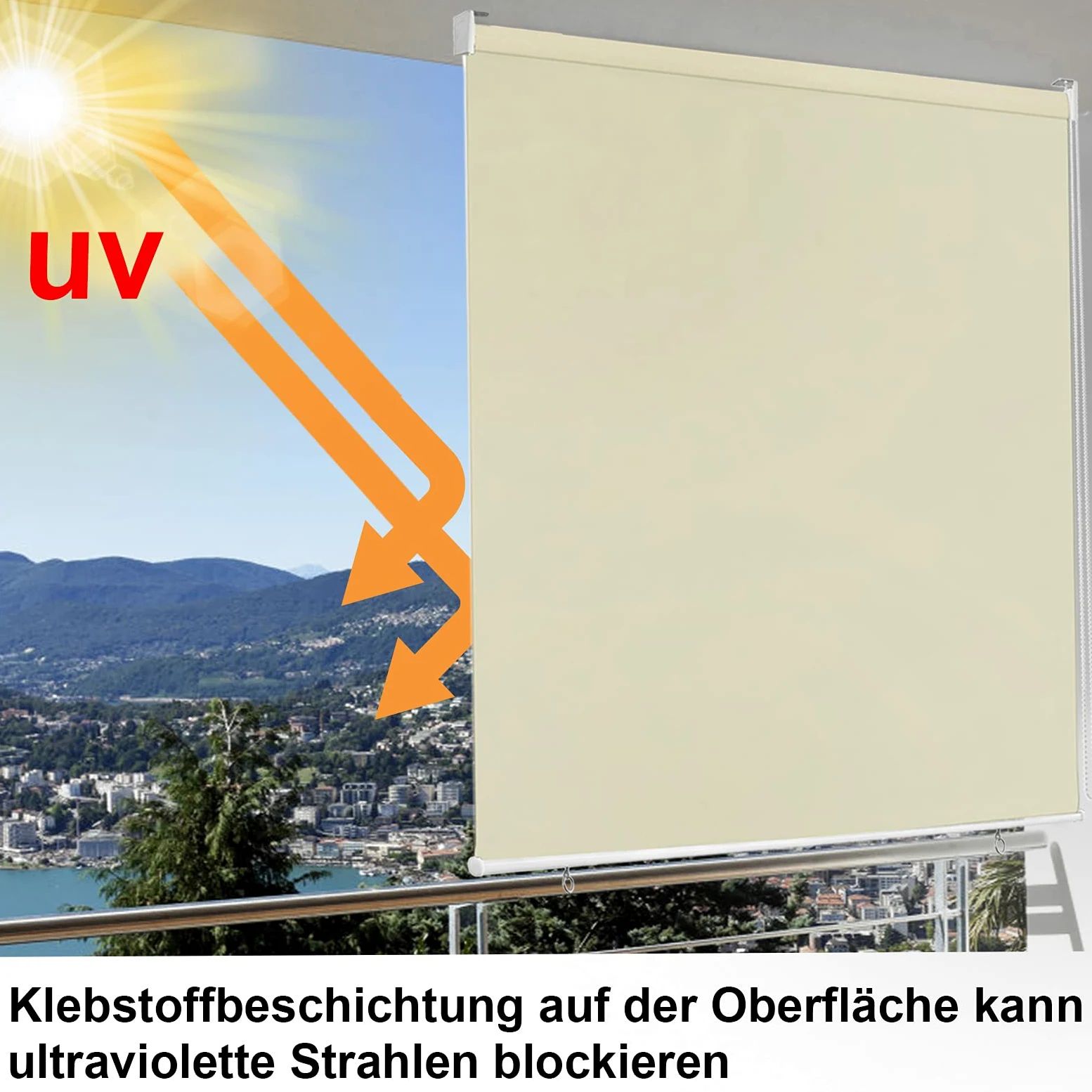 Store extérieur vertical, brise-vue, protection solaire, résistant aux intempéries, Store occultant pour fenêtre et porte (180 x 140 cm, beige)