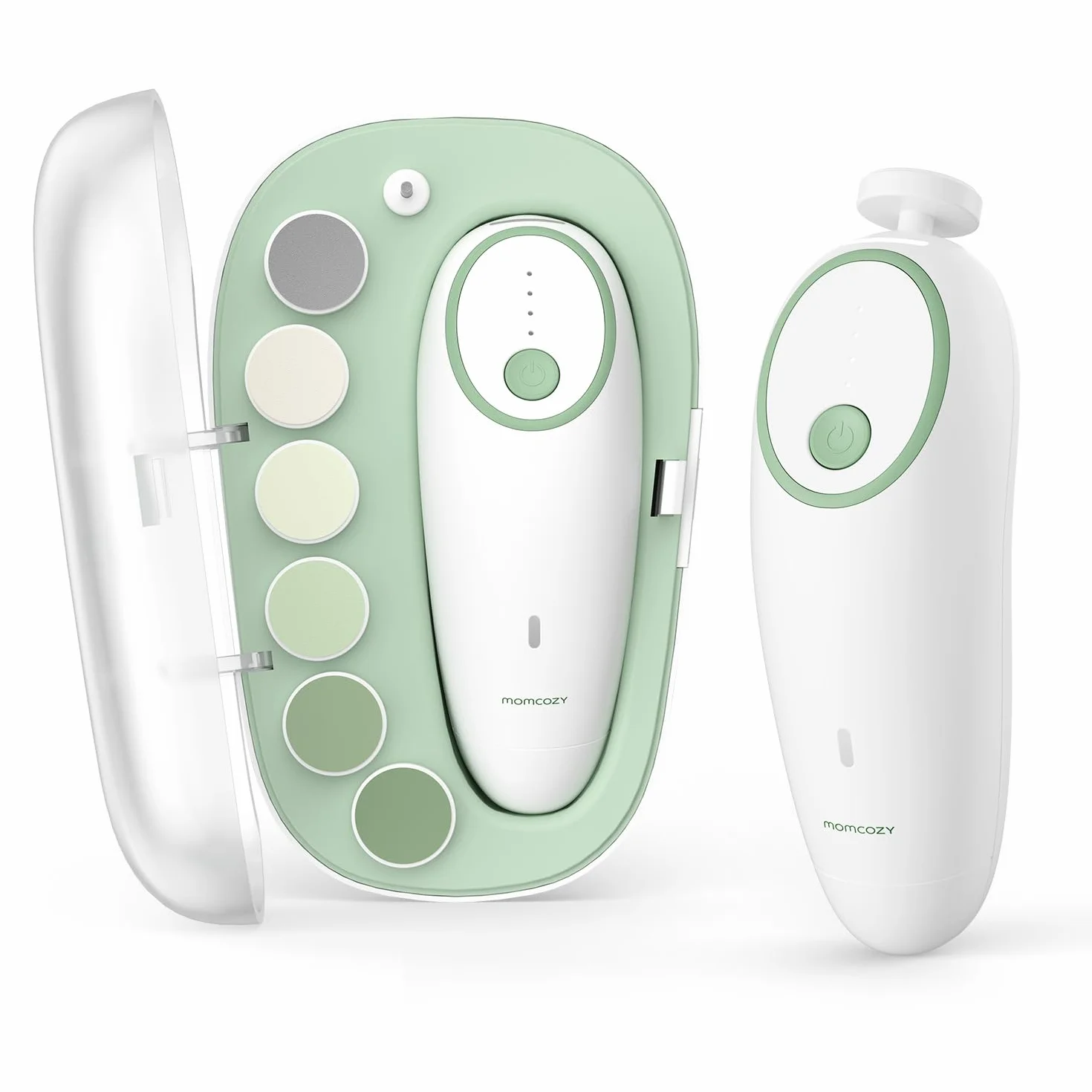Momcozy Lime à Ongles Électrique pour Bébé, Faible Bruit, Lumière Doux, Rechargeable, 7 Embouts