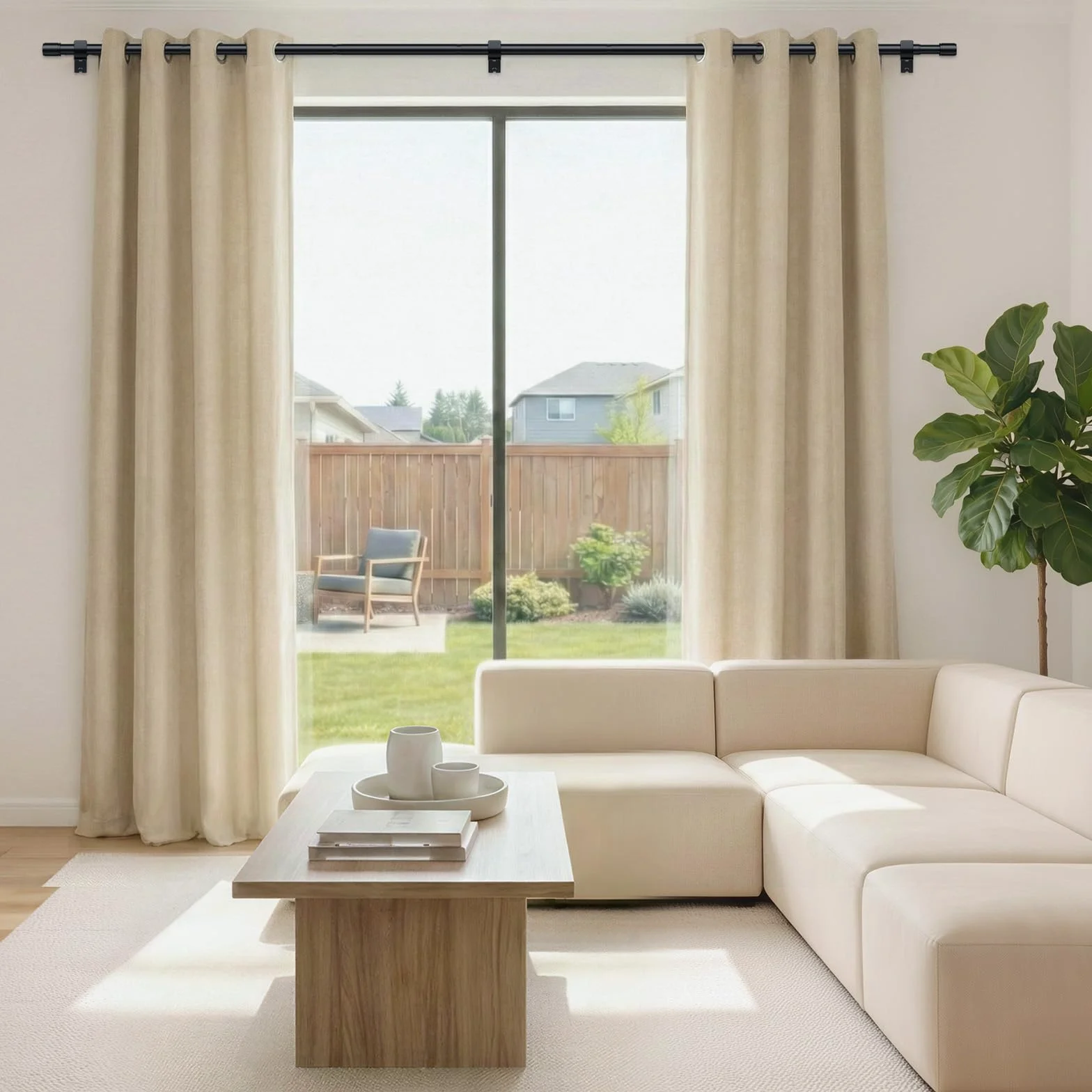 Tringle à rideaux extensible avec support - Noir - 76-397 cm de diamètre - 25 mm de diamètre - Tringle à rideaux extra longue pour chambre à coucher, salon - Métal mat robuste