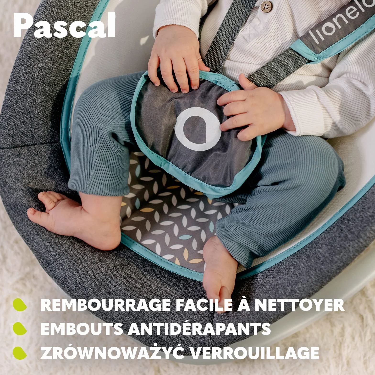 Lionelo Pascal transat bébé vibrations 12 mélodies dossier réglable barre jouets pliage compact