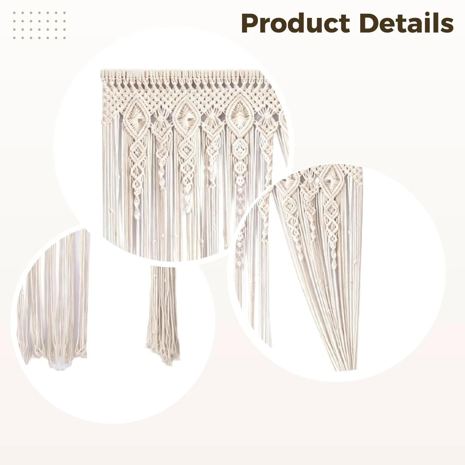 Rideau bohème en macramé en coton tissé à suspendre au mur - 90 x 180 cm - Pour porte, toile de fond de mariage et décoration d'intérieur