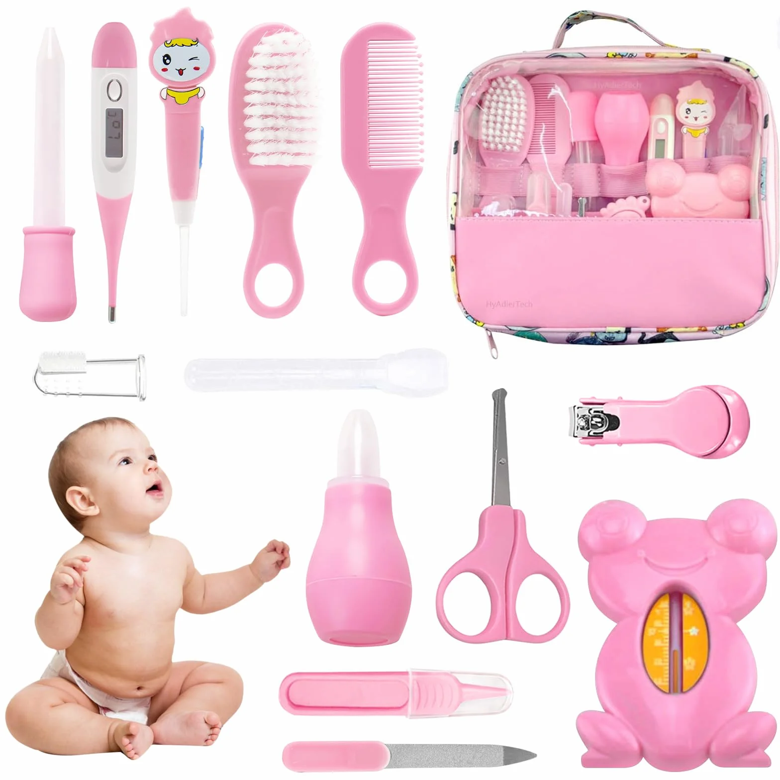 HyAdierTech Trousse de Soin Bébé Set Naissance Kit Soin Nouveau-né Rose