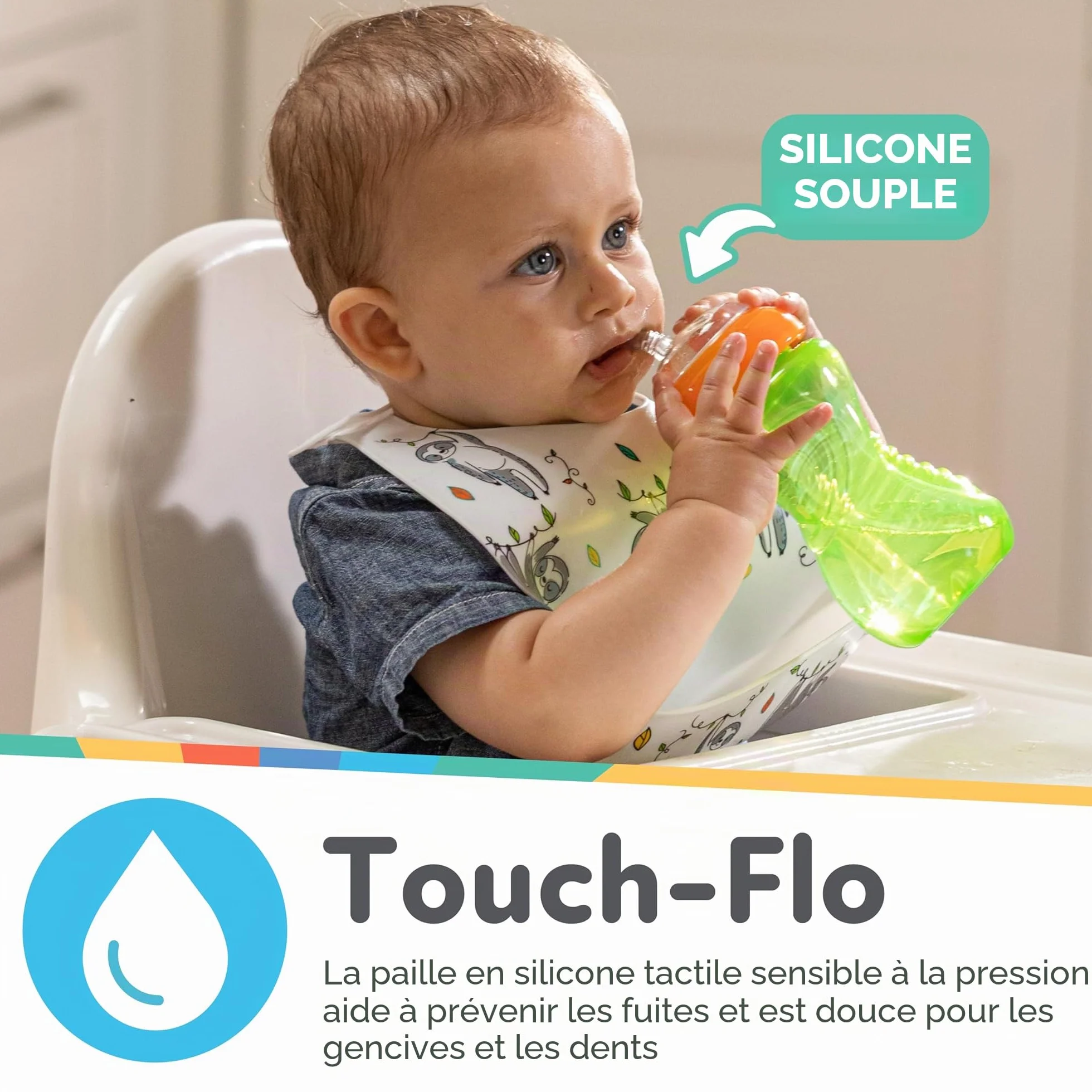 Nuby Tasse anti-fuite avec Paille Flexible 300ml 3 pack 12+ Mois