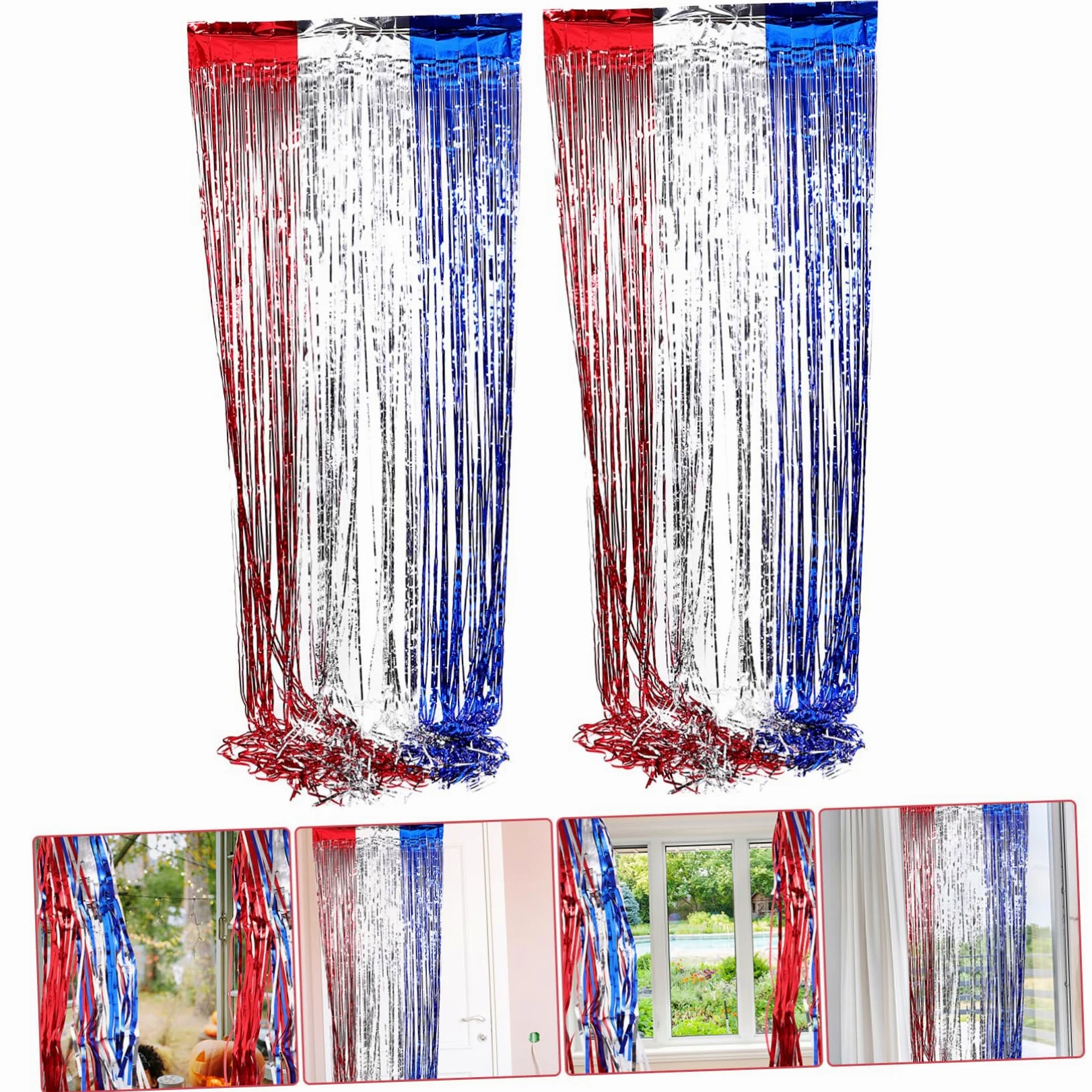 GLEAVI 5 Ensembles Rideaux Frange Métalliques of July Décoration Patriotique pour Fête De Indépendance comme Décor De Photo Et Accessoire 2 Pièces * 5
