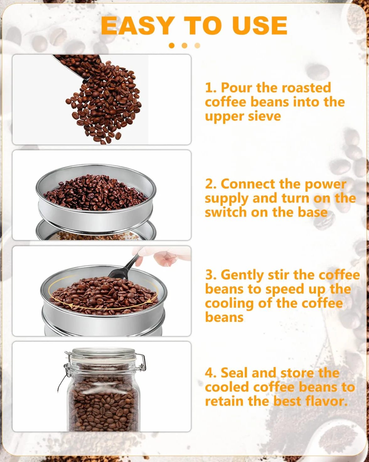 YUCHENGTECH Refroidisseur de Grains de café 500g 220V Filtre à Double Couche