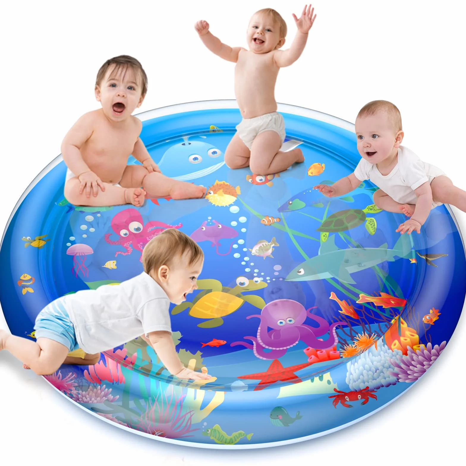 GOLDGE Tapis D'eau Gonflable Bébé 100x100cm PVC Imperméable Centre d'Activité Amusante
