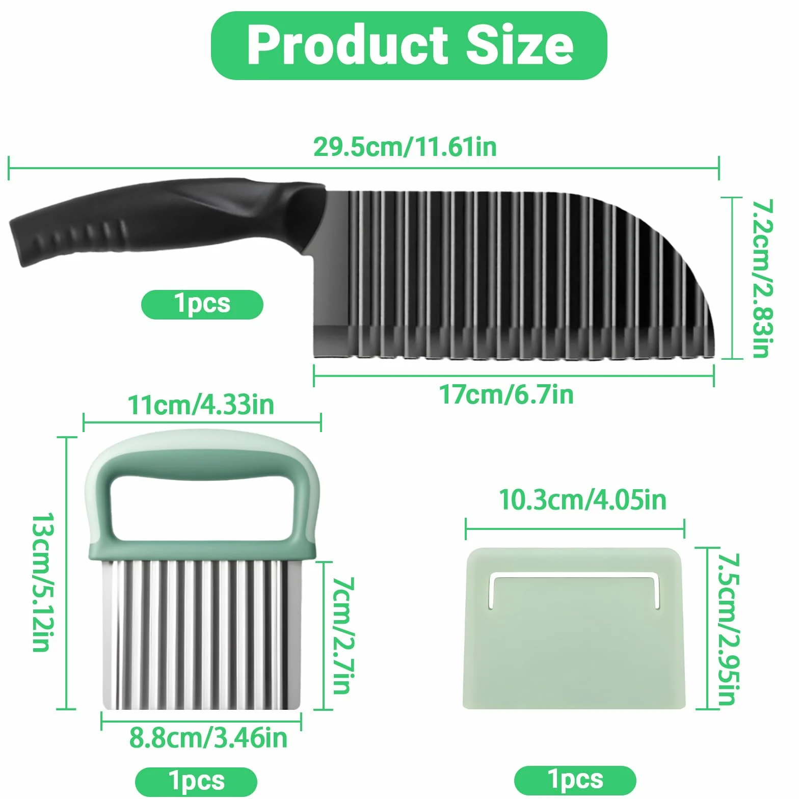 Couteau Ondulé et Crinkle Cutter en Acier Inoxydable, Coupe-Légumes Ondulé, pour Pommes de Terre, Carottes, Fruits et Salades