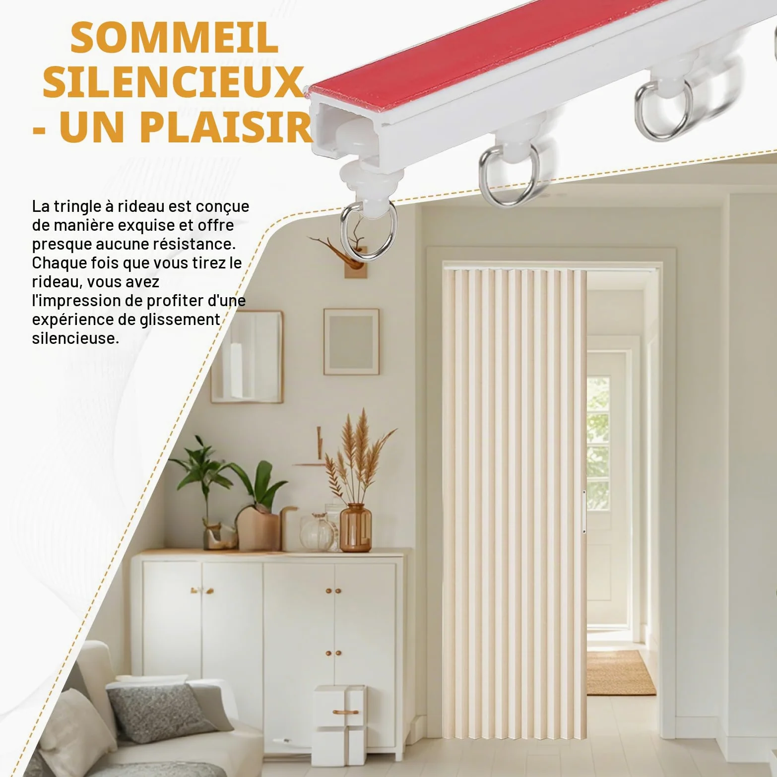 Rideau de porte magnétique - 120 x 200 cm - Pliable - Occultant - Porte intérieure pliante - Sans perçage - Avec rail adhésif - Crochets - Pour armoires, salle de bain, chambre à coucher, salon