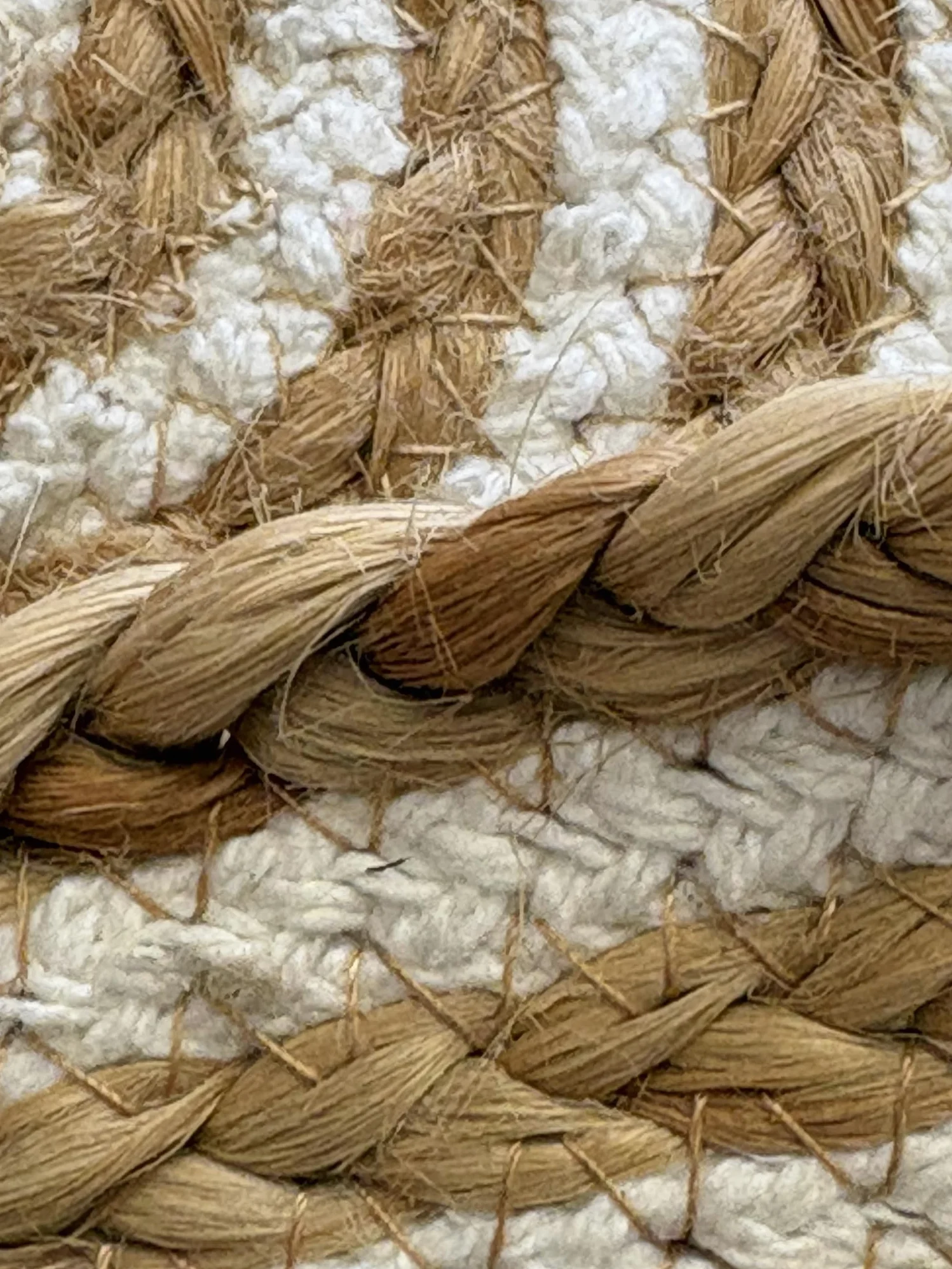 Tapis rond 100 % jute naturelle tressé, style nordique, pour salon, chambre, entrée, terrasse, véranda (blanc, jute, 110 cm de diamètre)