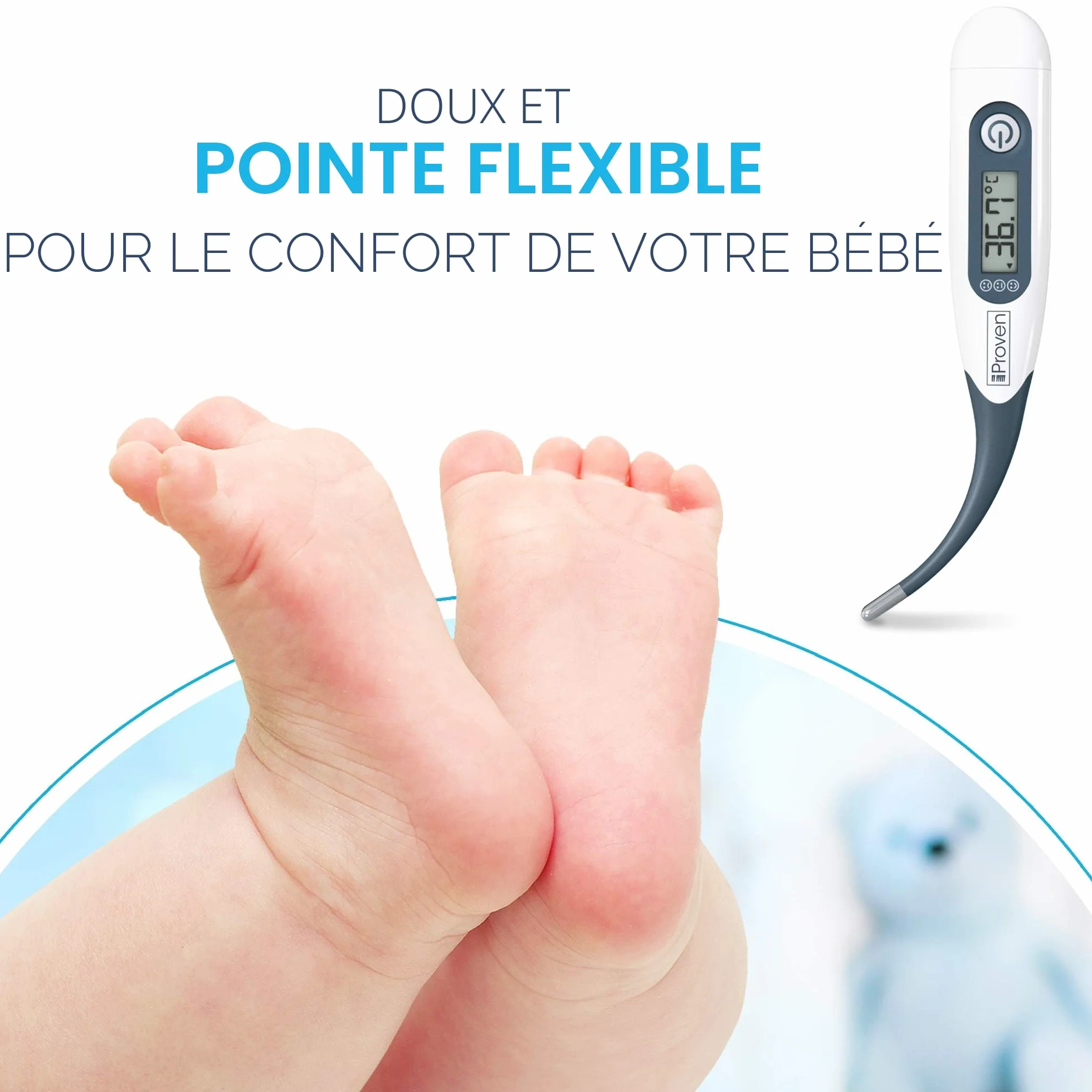 iProvèn DTR-1221R Thermomètre numérique avec embout flexible pour fièvre usage rectal ou oral mesure rapide précise 10 secondes