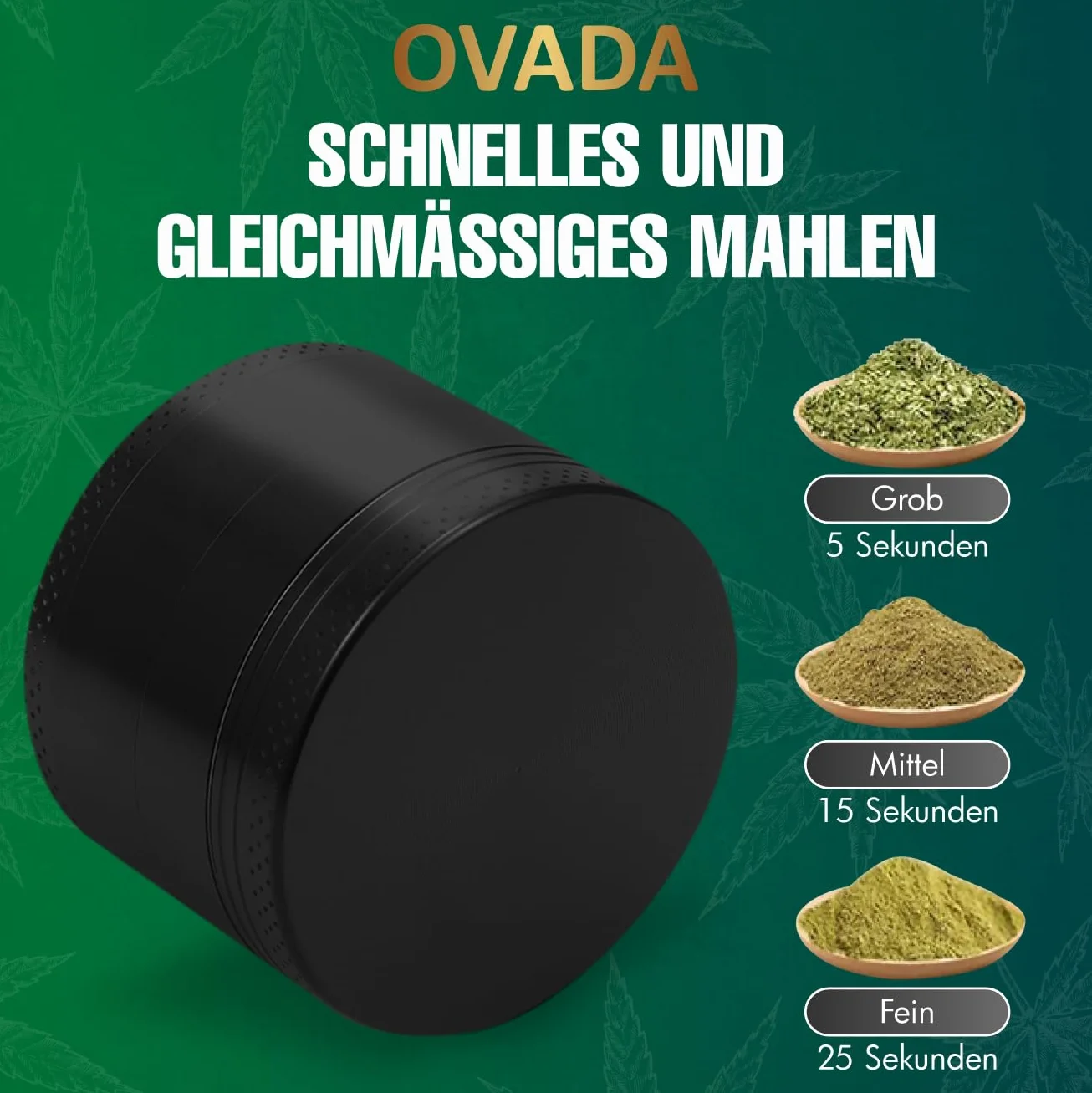 Lot de 4 broyeurs en acier inoxydable 50 mm pour épices et herbes - Noir