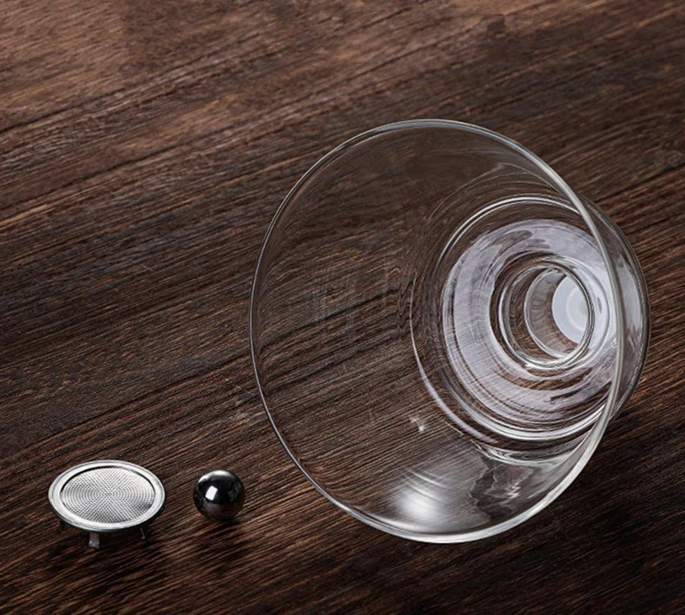 RORA Théière en verre semi-automatique avec couvercle rotatif pour débit d'eau magnétique (théière sans tasses)