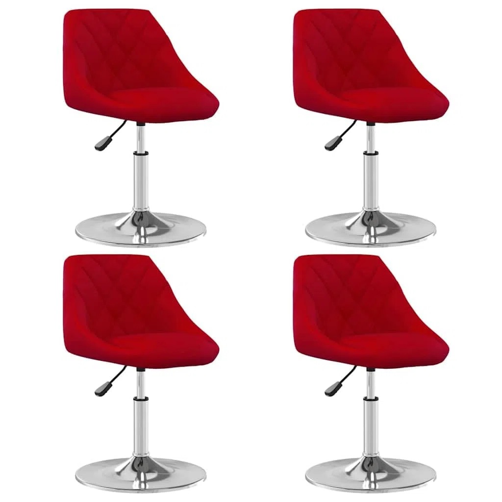 Lot de 4 chaises de salle à manger pivotantes en velours rouge
