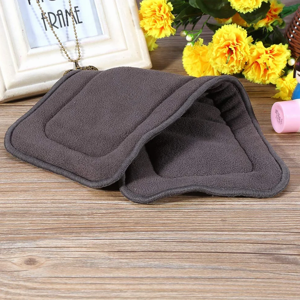Zerone Liner Adulte Insert Couche Unisexe Taille M 5 Couches Bambou Fibres Superfines Réutilisable Gris Foncé