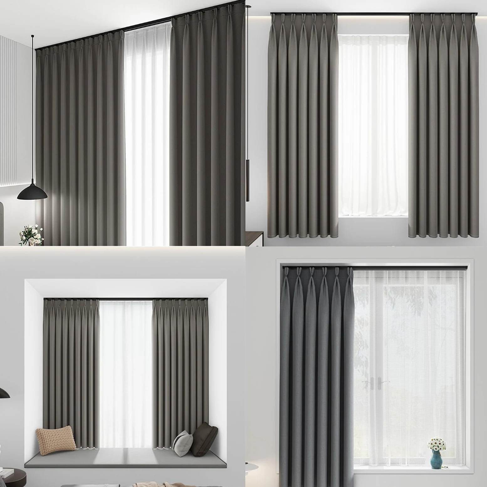 Tringles à rideaux silencieuses, rails invisibles ultra-fins montés sur le dessus, fonctionnement fluide et silencieux, adaptés aux baies vitrées et aux balcons(White,220cm)
