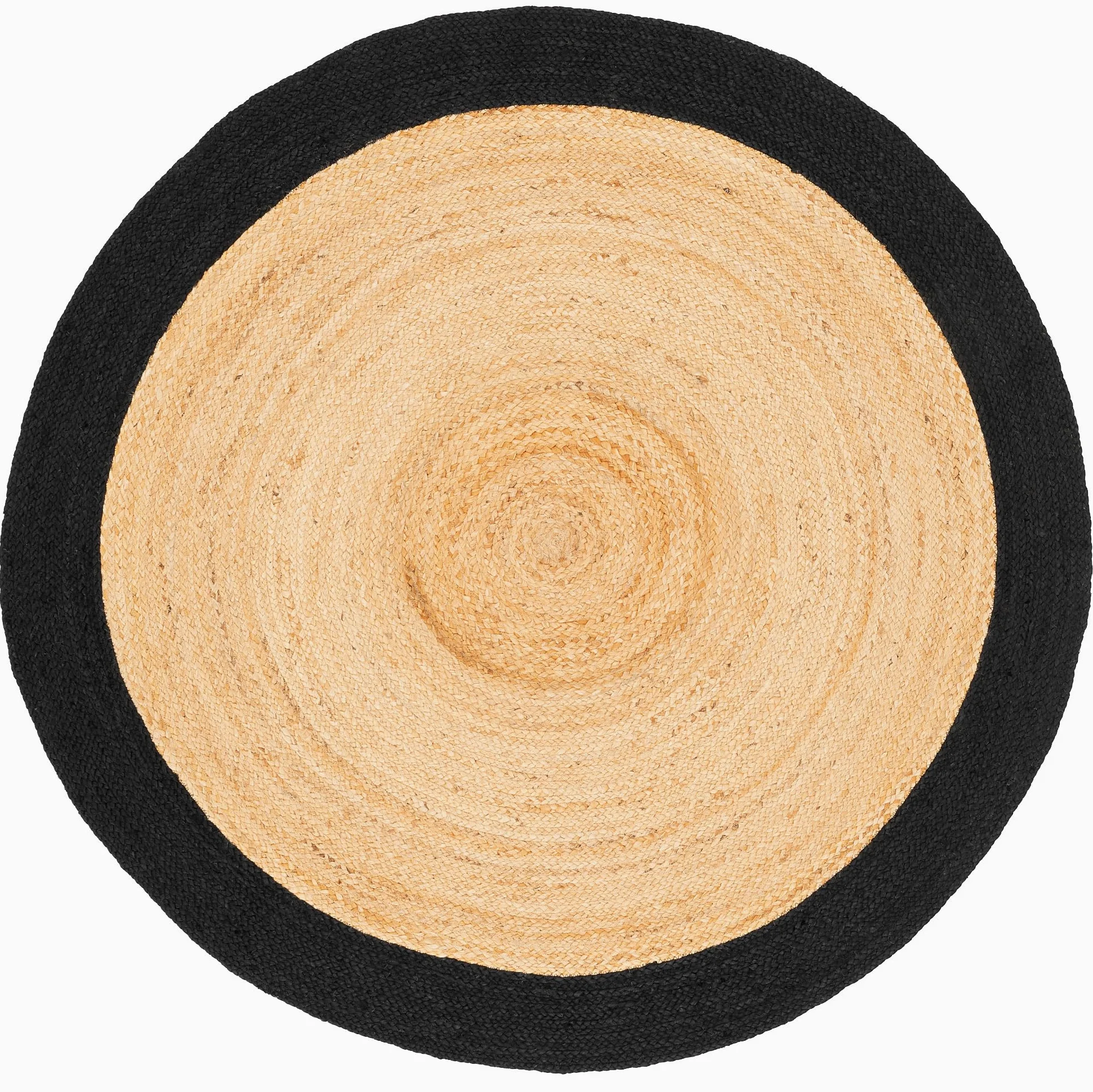 Pergamon Tapis Jute Salsa Bordure Noire Rond – Fibre Naturelle Fait Main