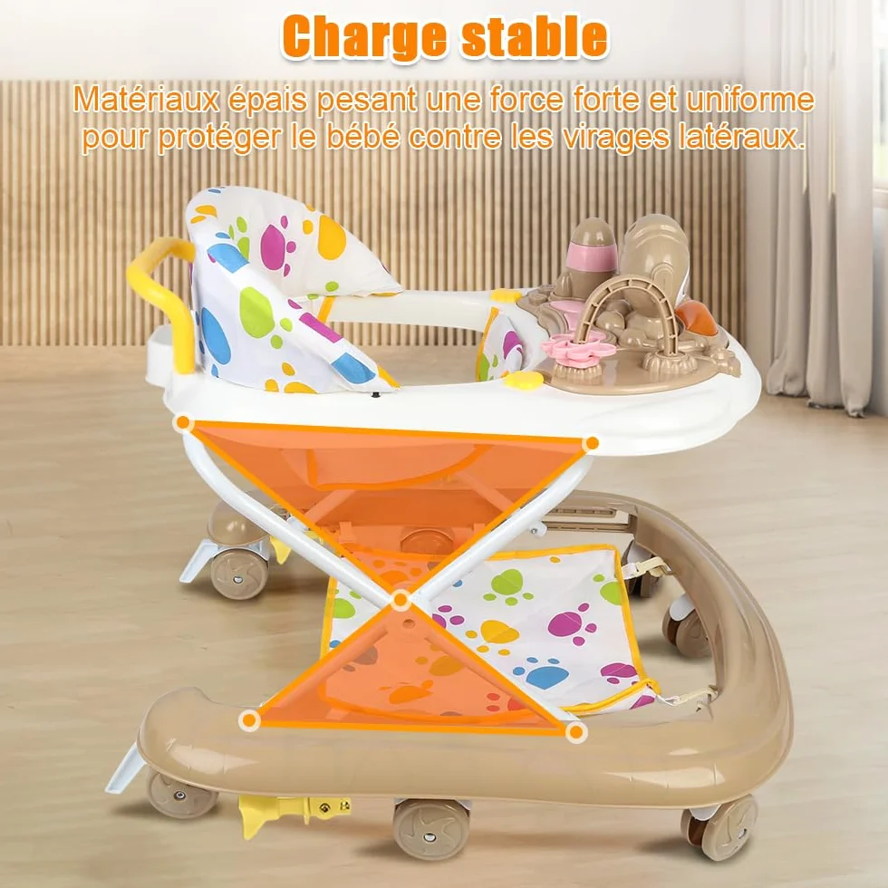 Trotteur Bébé Compact Chats de l’Espace avec Siège à Rebond, Lumières, Musique, Jouets Interactifs, jusqu'à 20 kg, 6 Mois+