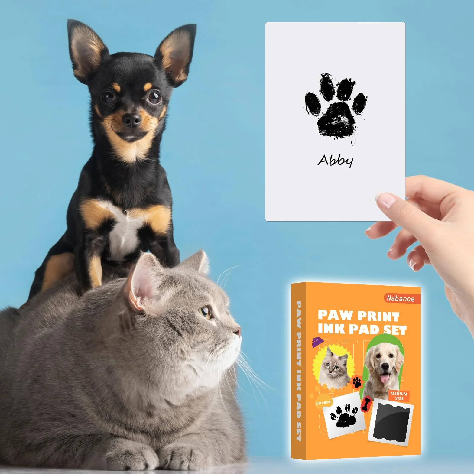 Empreinte Chien Nabance 6pcs Kit Empreinte Chien Chat 12 Cartes Clean Touch Empreintes Bébé Kit Empreinte Pieds et Mains Boîte Cadeau