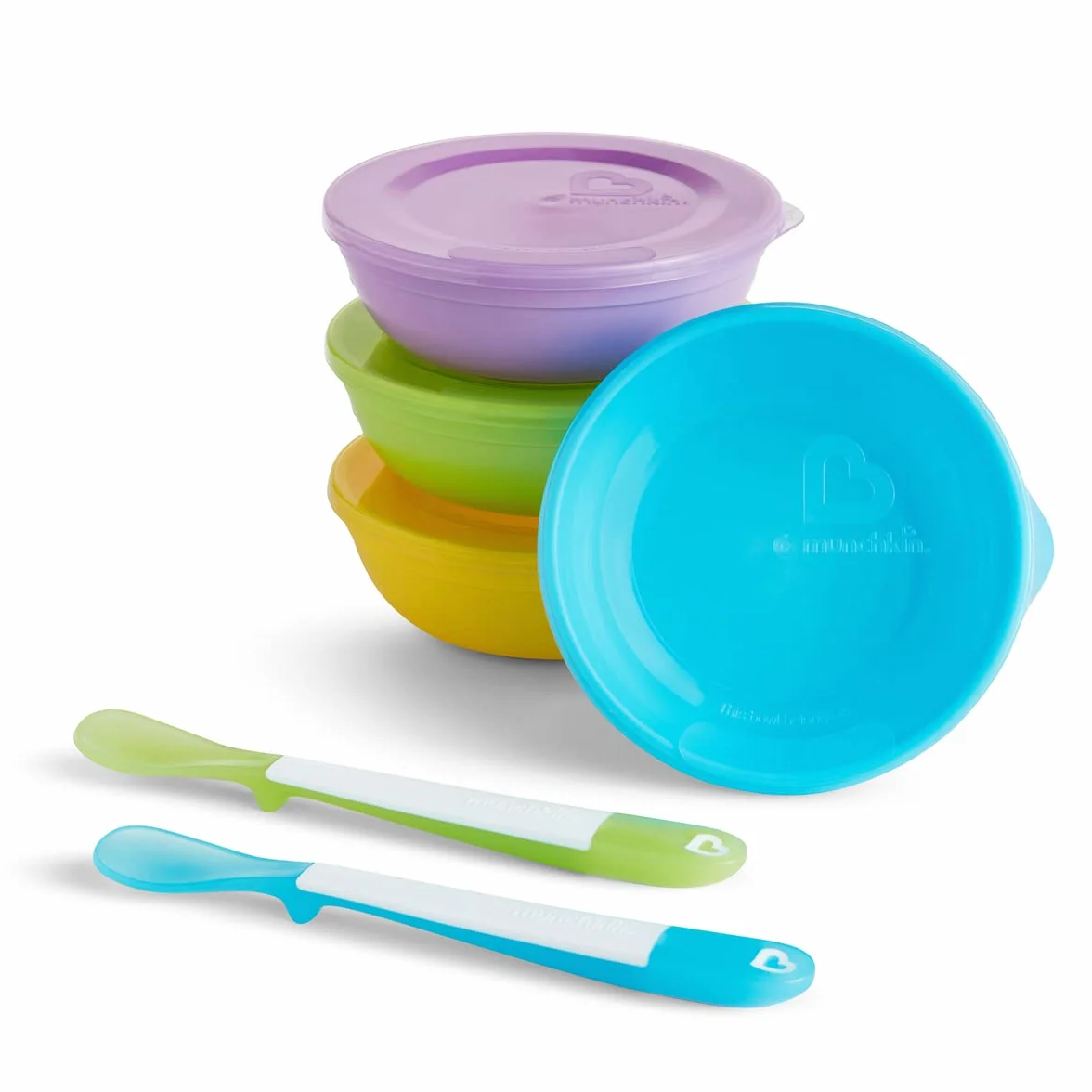Munchkin Love A Bowls Tasses Bébé Tout-Petits Couvercles Plastique Colorées Alimentation