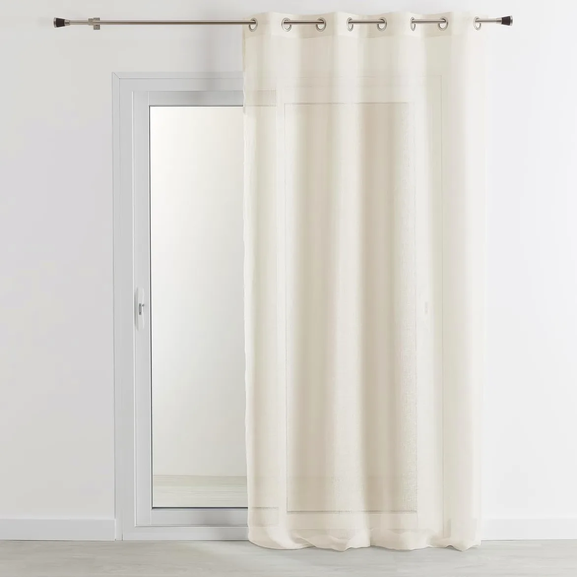 Rideau Voilage 100% Lin Fluide - Transparent et Léger - Tamisant pour Fenêtres de Salon, Chambre, Cuisine - Prêt à Poser avec Ourlets - 140 x 260 cm - Écru