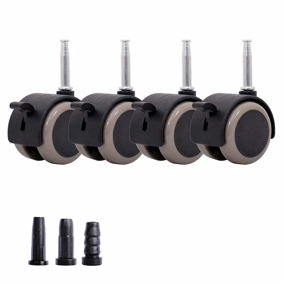 Roulettes de Lit d'enfant en Caoutchouc 2" Pivotantes avec Frein, Charge 265lb, Tige M8x38mm