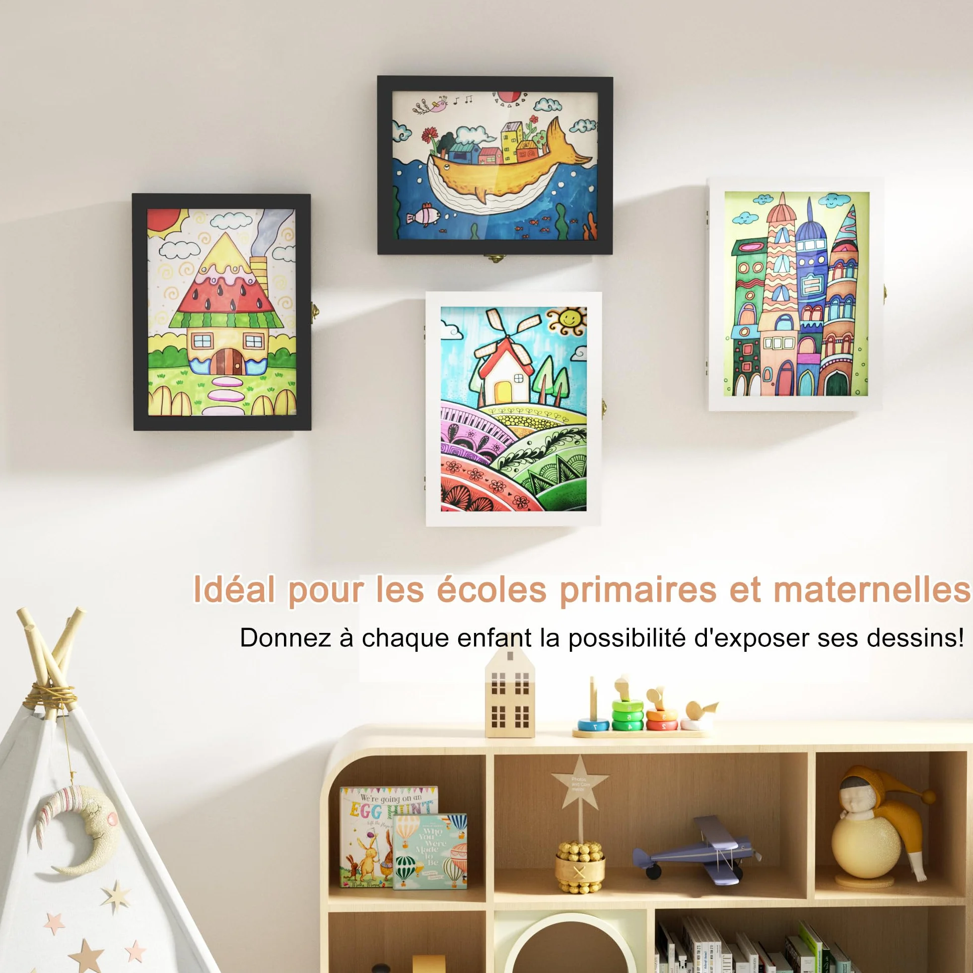 SRIWATANA Cadre Dessin Enfant A4 Remplissable 150 pcs Art pour Écoles Maison Blanc