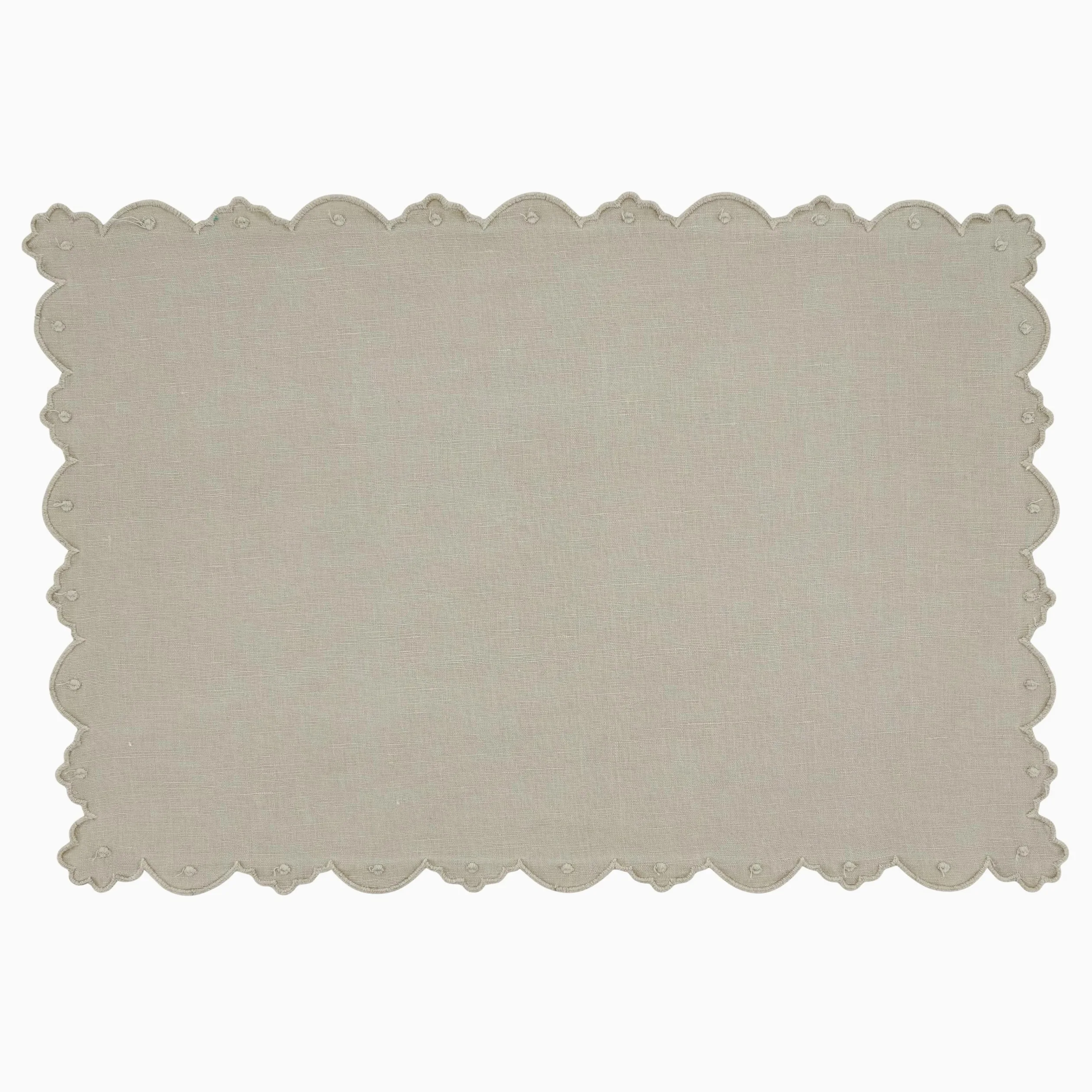 SARO Lifestyle Lot de 4 Sets de Table festonnés brodés en Lin mélangé – Sets de Table Quotidiens pour Salle à Manger décontractée, Tables superposées et décoration de Table intemporelle, 35,6 x 50,8