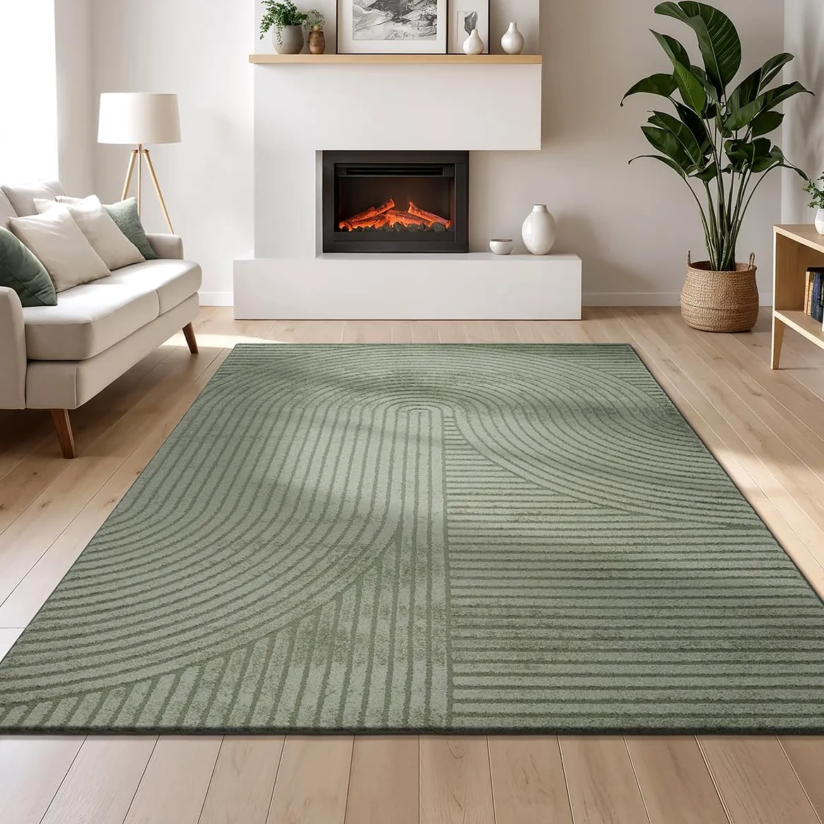 Mia’s Teppiche Atlas Tapis Moderne pour Salon à Poils Courts avec Effet Relief, Structure 3D, Haute qualité de Fibres – Parfait pour la Chambre et Le Salon, Vert, 120 x 170 cm