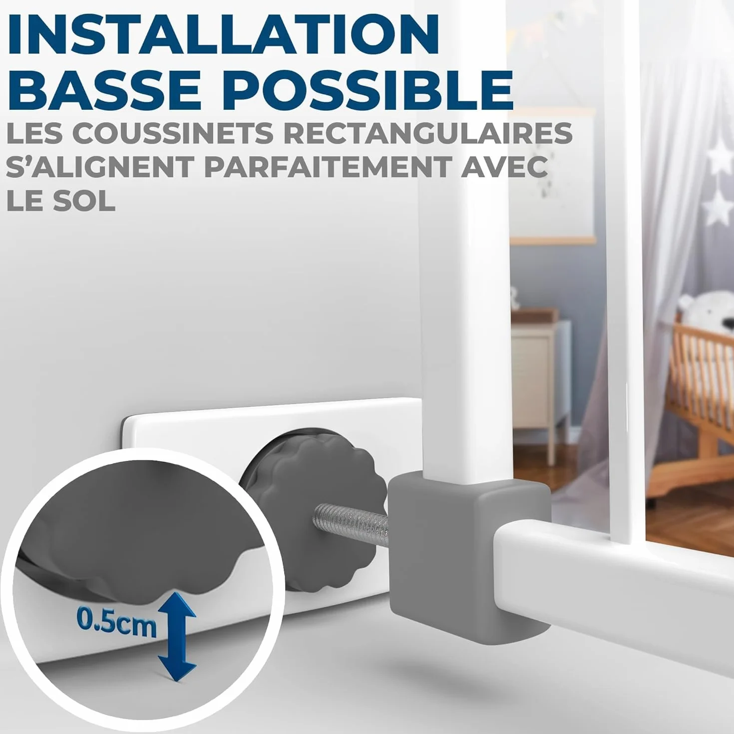 Hoffenbach 4X Patins de Protection Murale Grille Barrière Sécurité Escalier Porte sans Perçage Fixation Pression Bébé Enfants