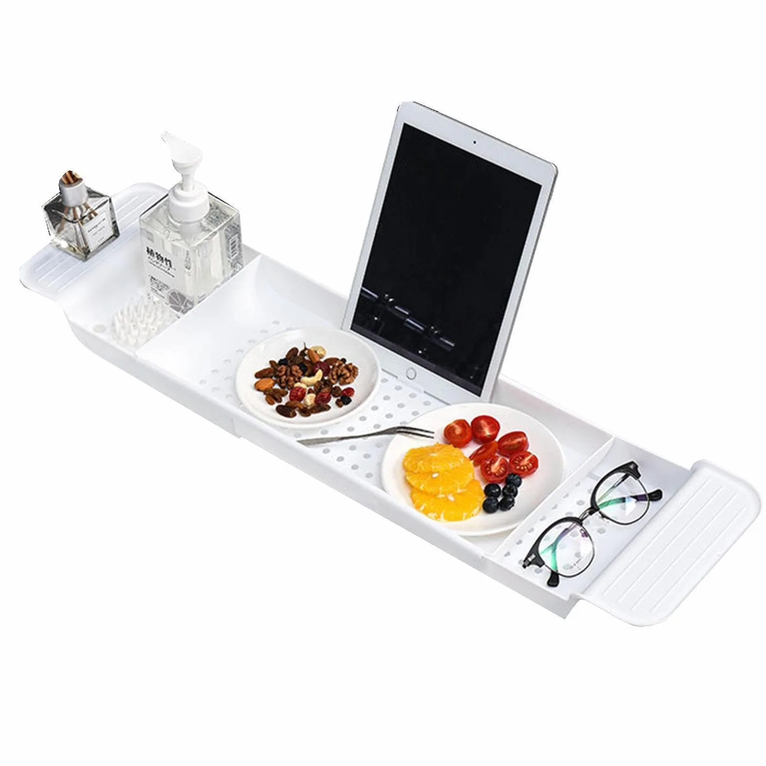 Plateau Baignoire Extensible Multifonctionnel, Tablette Salle De Bain pour Bougie, Livre, Téléphone